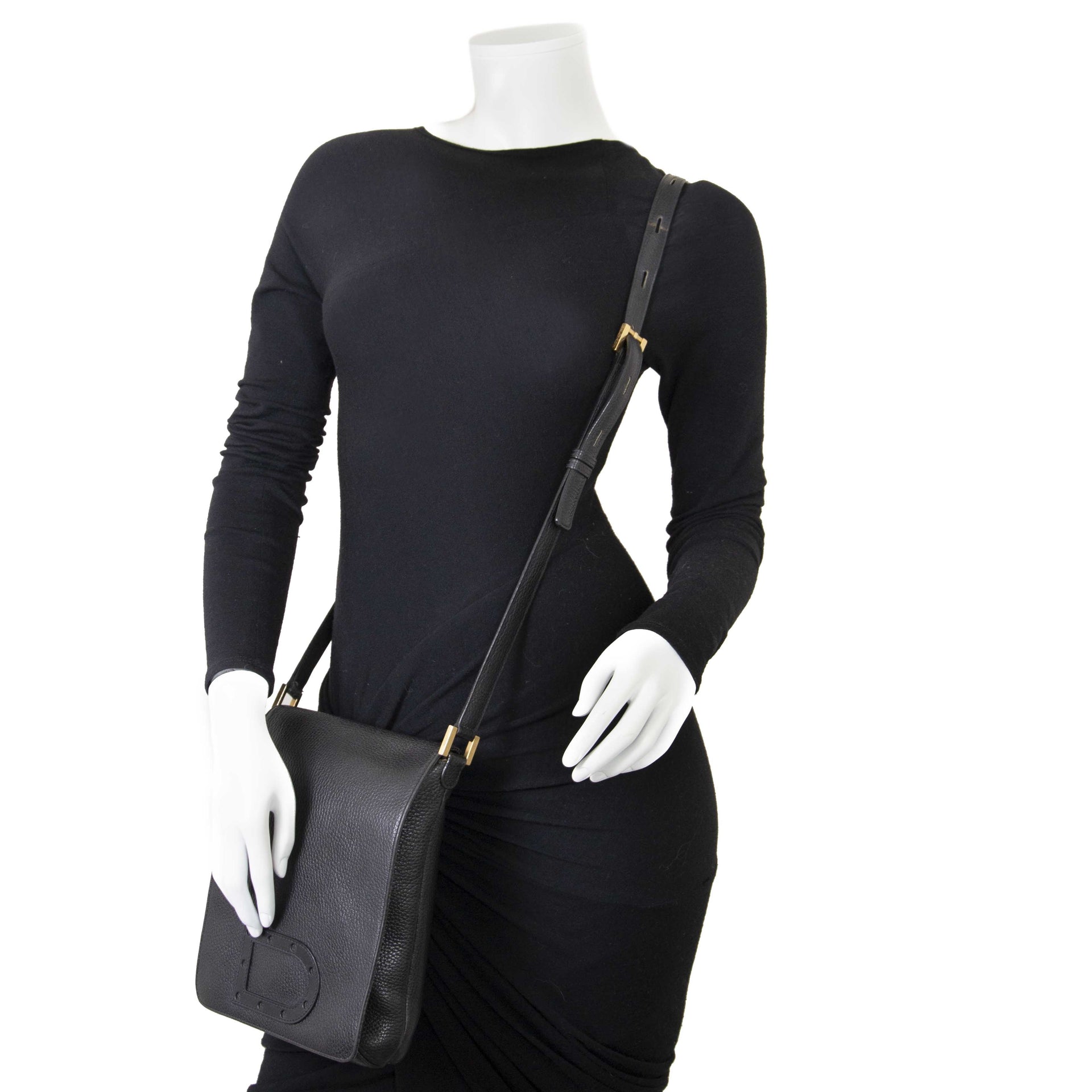 Delvaux Black Louise Baudrier PM Bag now for sale at labellov vintage fashion webshop belgium