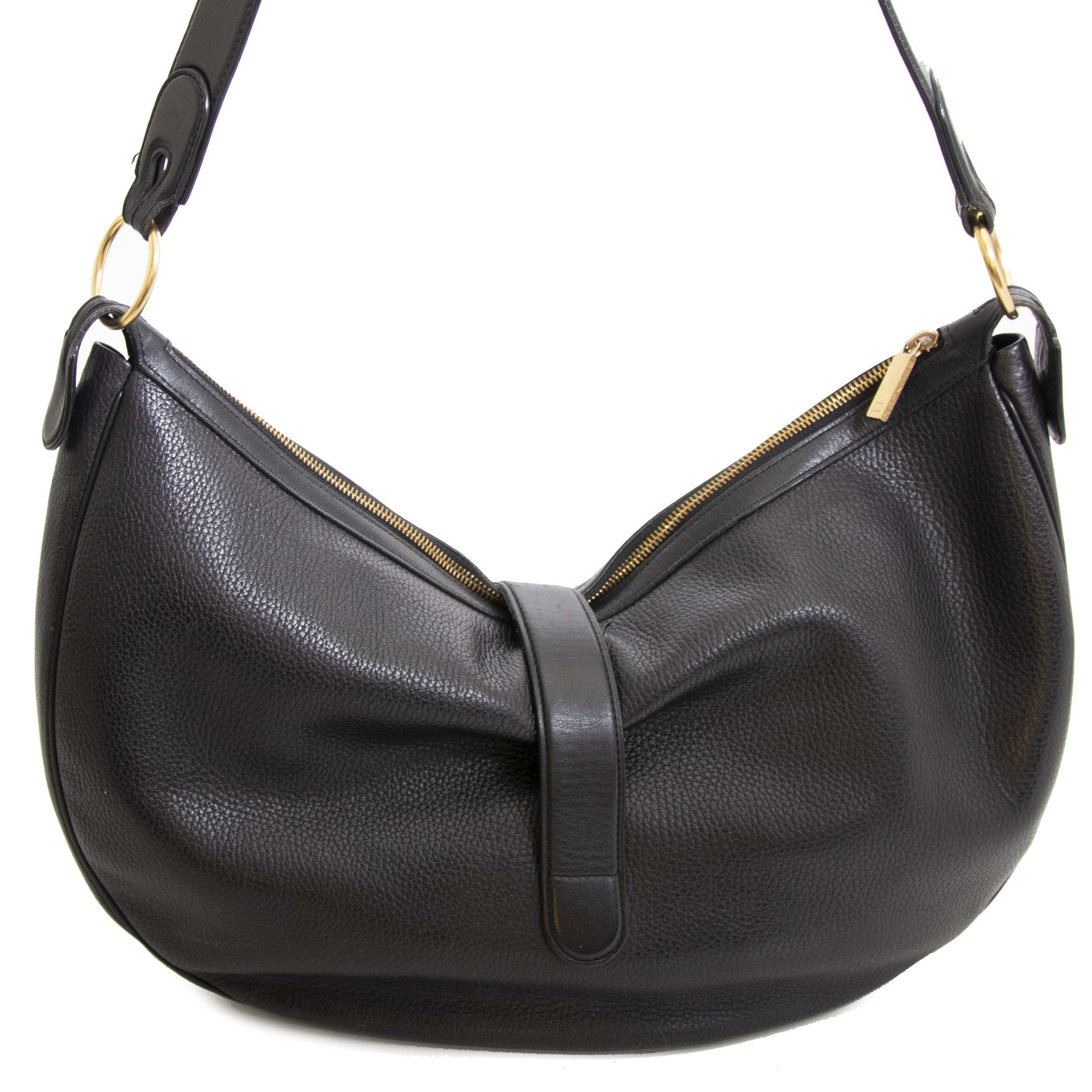 Authentieke tweedehands vintage Delvaux Camille Black Shoulder Bag koop online webshop LabelLOV