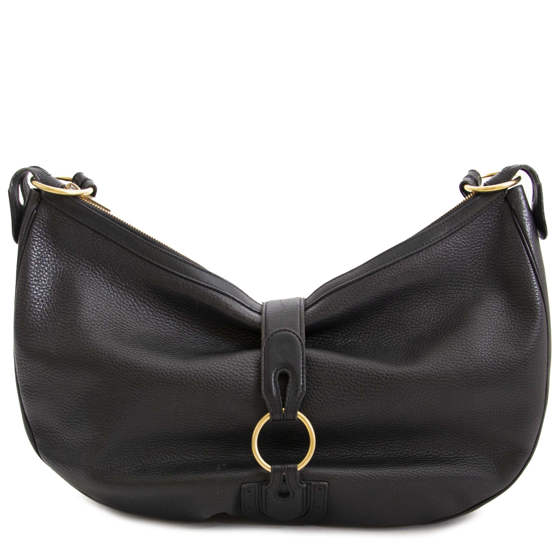 Authentic second hand vintage Delvaux Camille Black Shoulder Bag online shopping webshop LabelLOV
