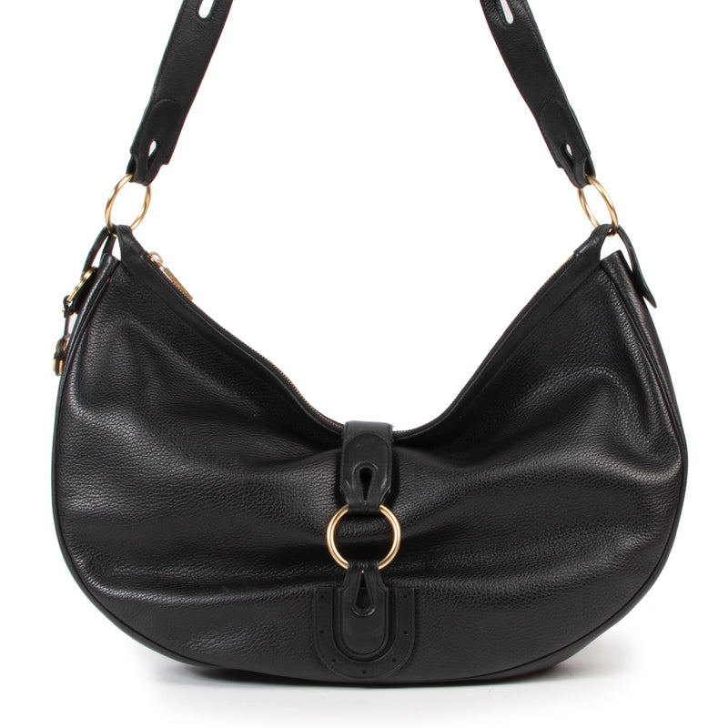 Shop safe online authentic Delvaux Black Camille Shoulder Bag at Labellov.com.