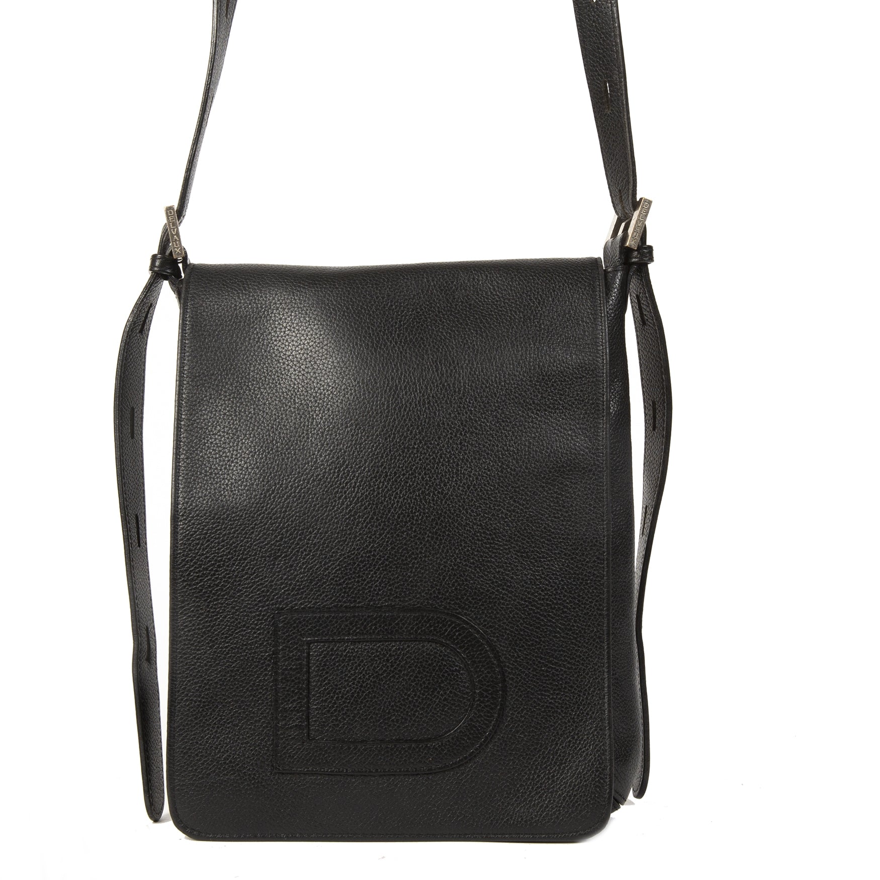 koop veilig online Delvaux Black Louise Baudrier Crossbody Bag