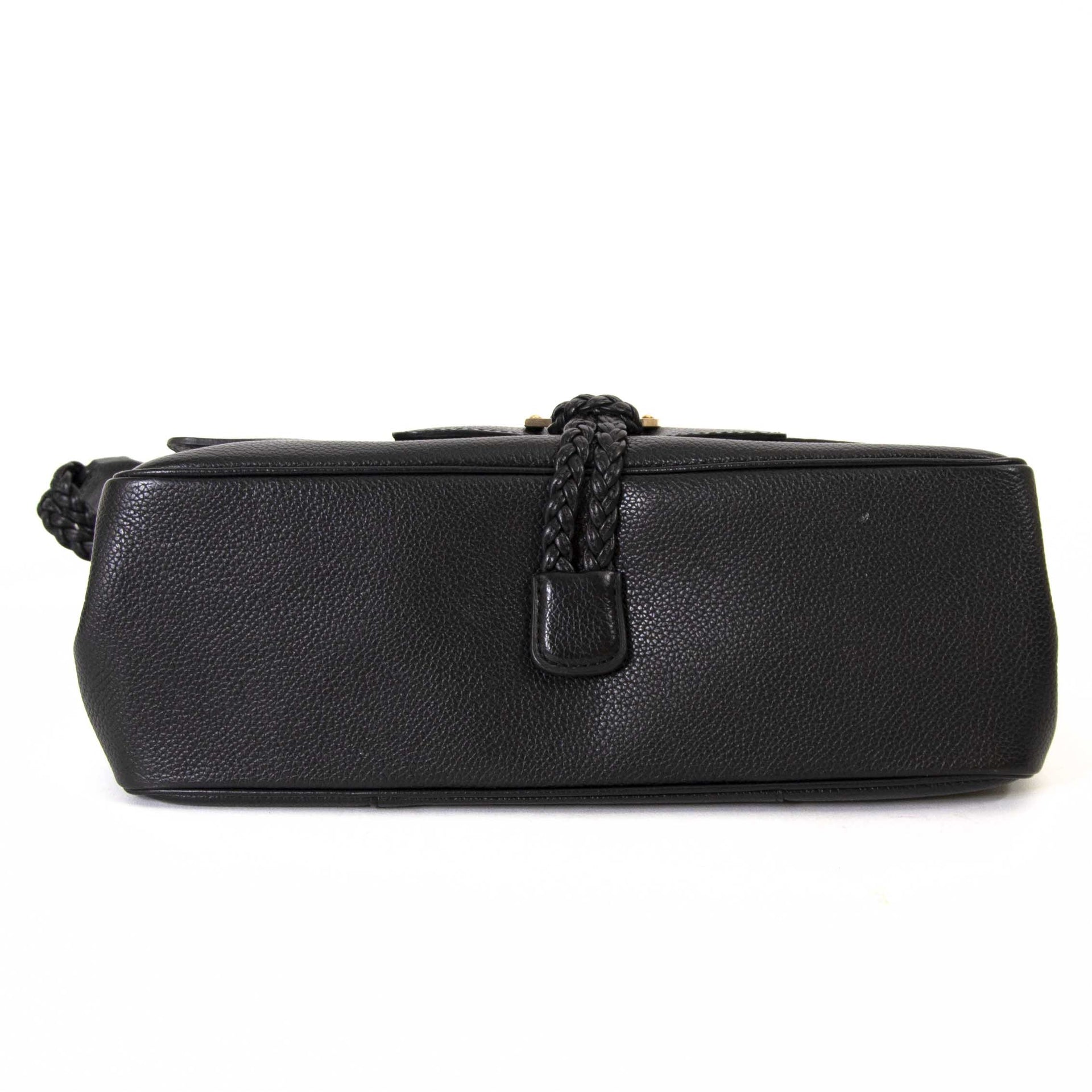 Delvaux Black Braided sac seconde-à-main authéntique à vendre à labellov vintage webshop de mode belgique