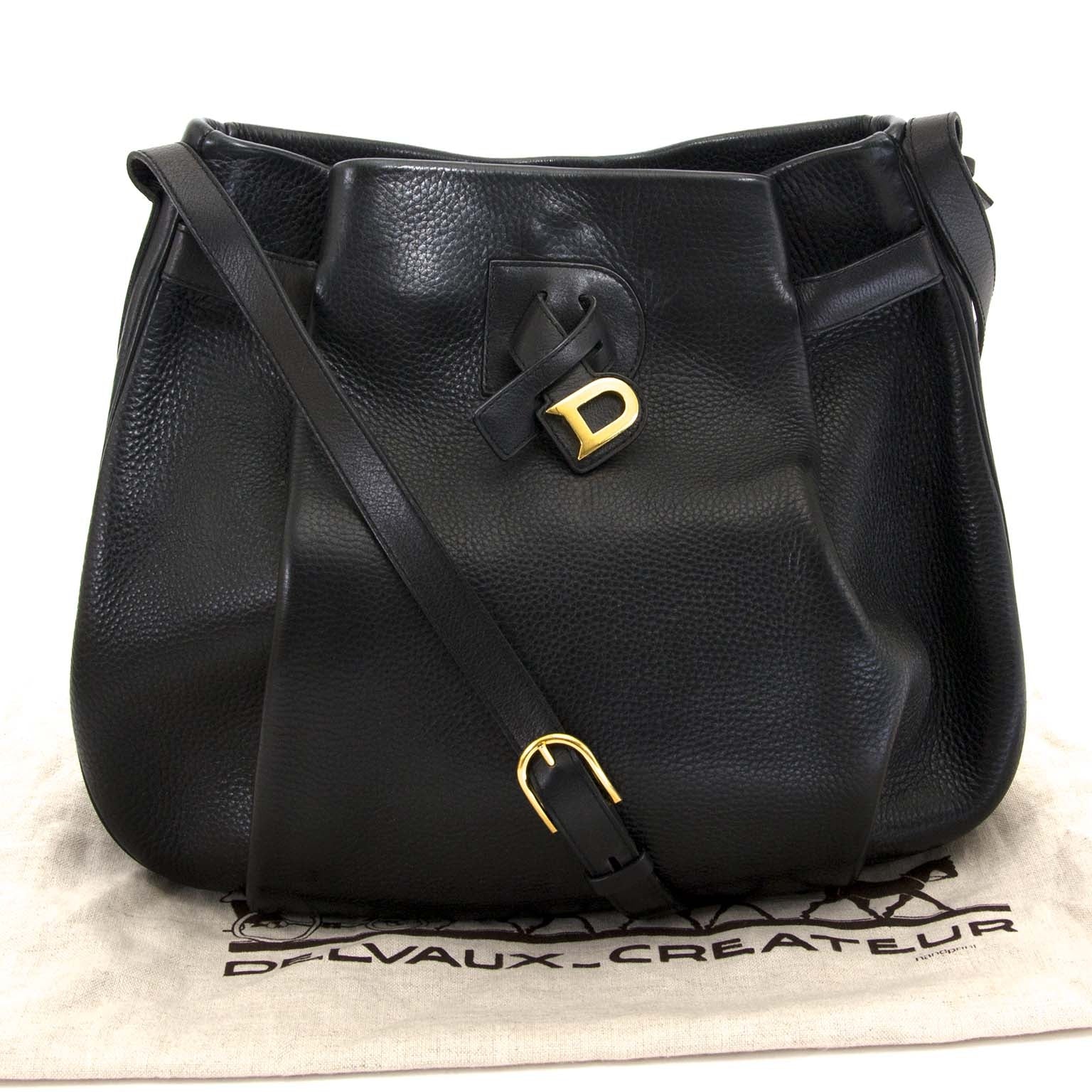 delvaux black leather bucket bag now for sale at labellov vintage fashion webshop belgium