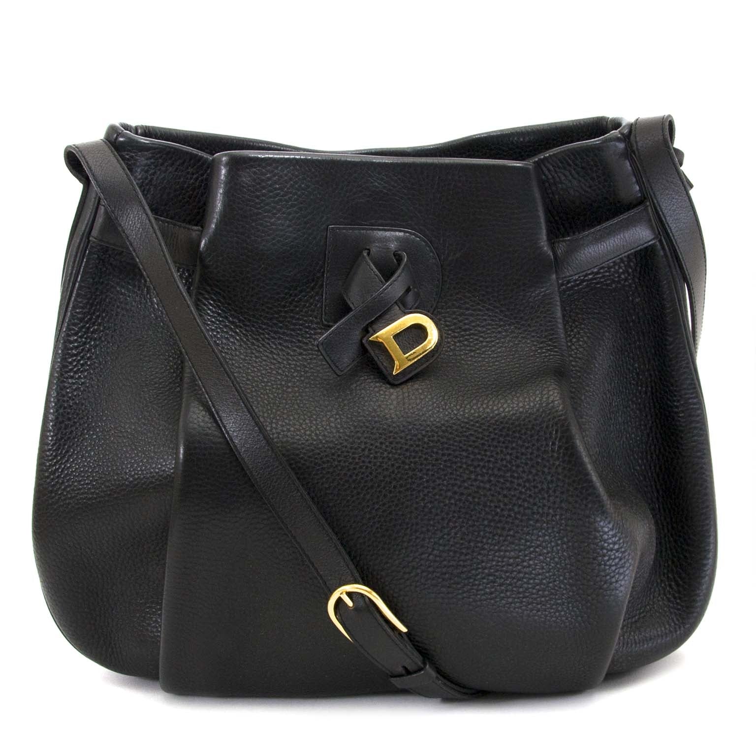 delvaux black leather bucket bag now for sale at labellov vintage fashion webshop belgium