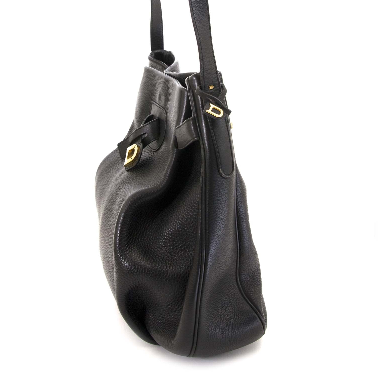 delvaux black leather bucket bag now for sale at labellov vintage fashion webshop belgium