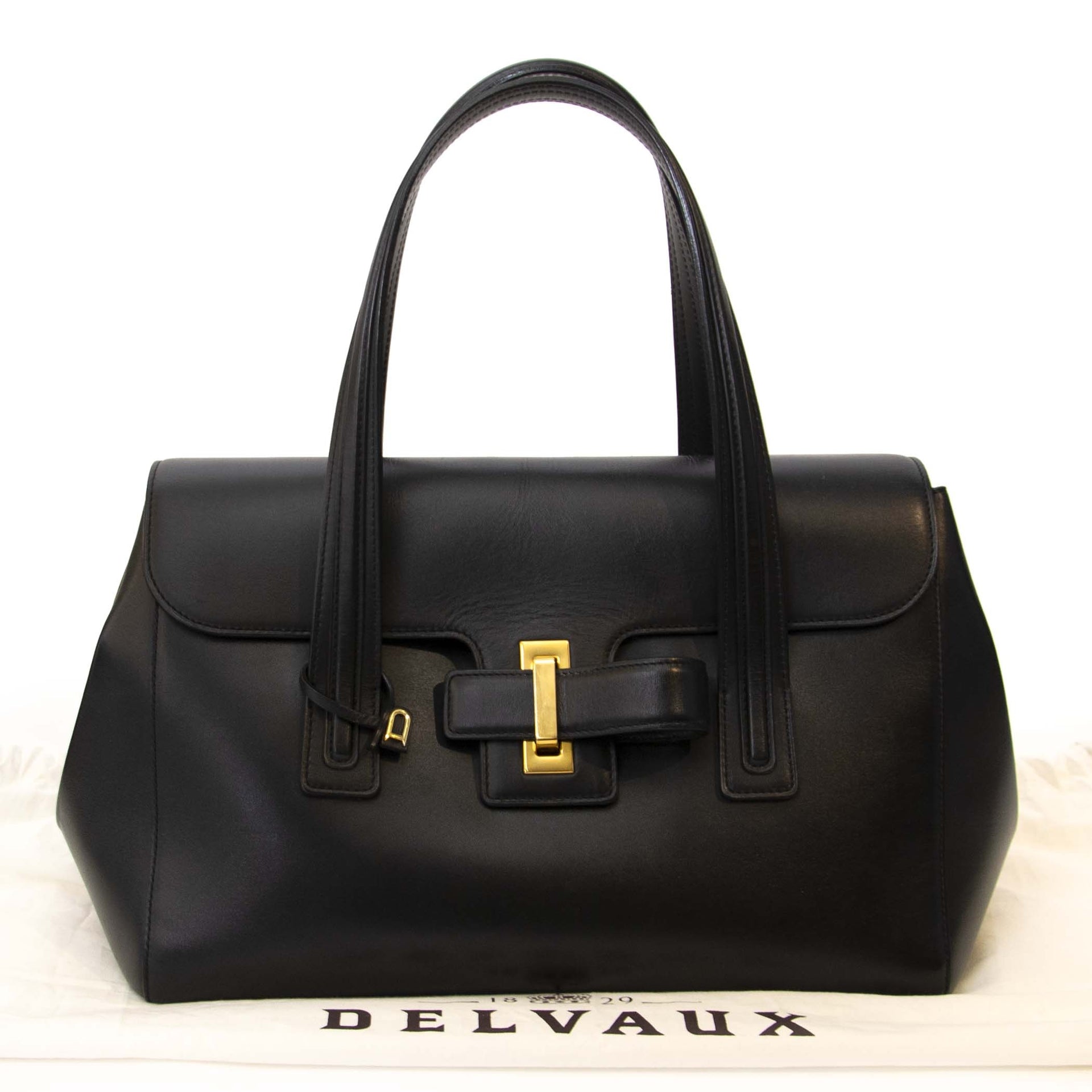 Koop en verkoop uw authentieke designer Delvaux Black Simplissime Cabas Shoulder Bag