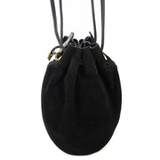 Delvaux Black Suede And Patent Bucket tas nu te koop bij labellov vintage mode webshop belgië