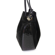 Delvaux Black Suede And Patent Bucket tas nu te koop bij labellov vintage mode webshop belgië