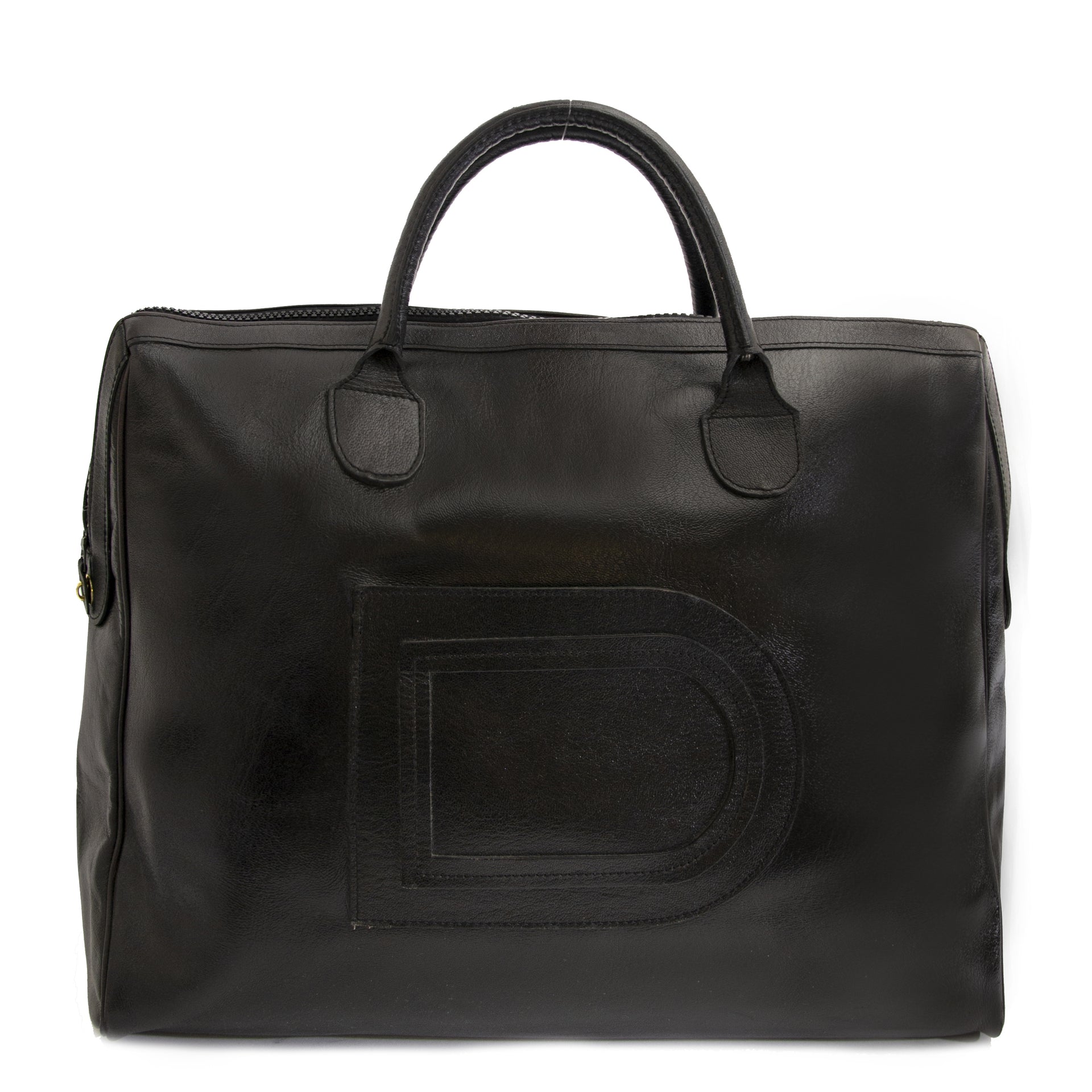 Sac de voyage Delvaux Taxi en cuir noir, grande taille