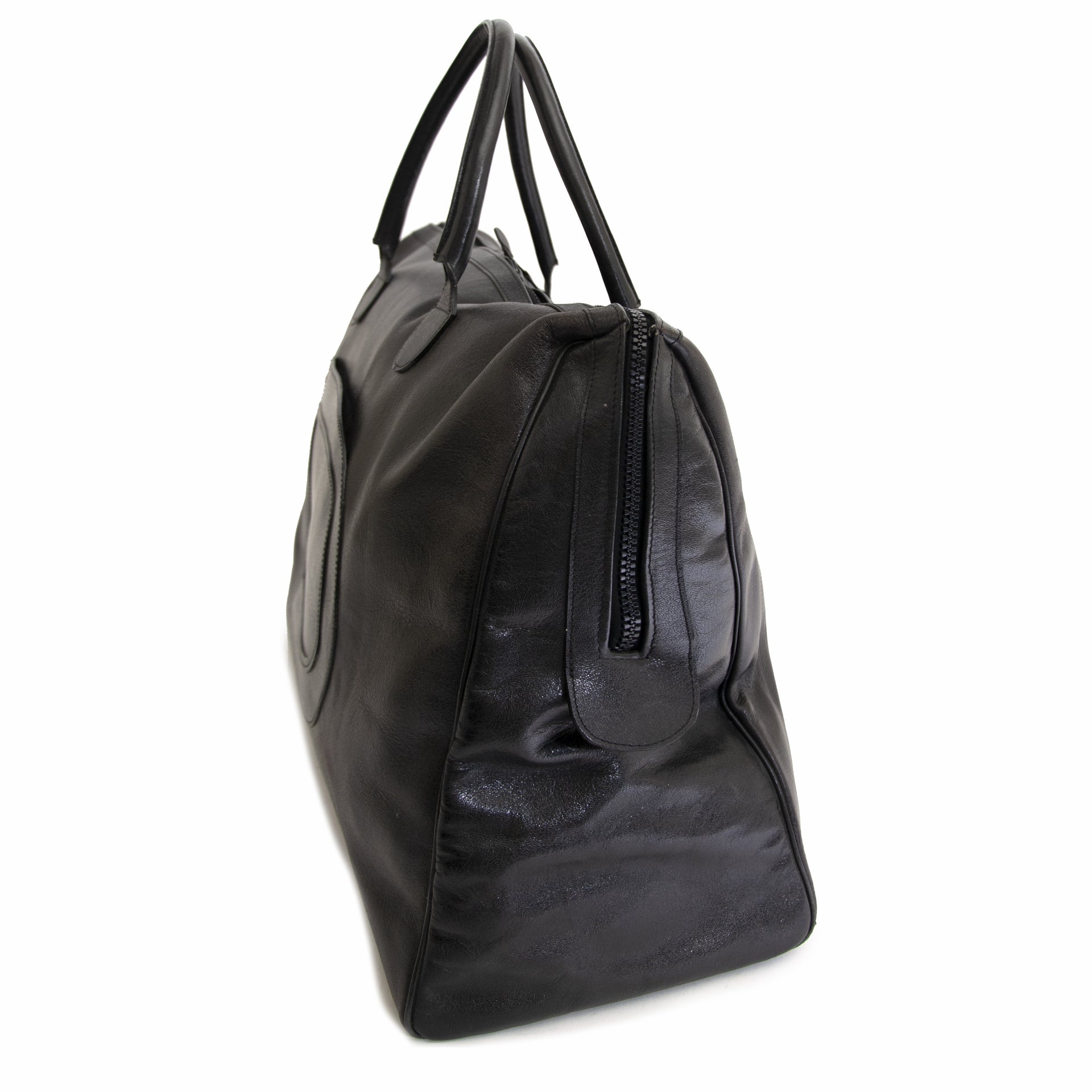 Authentieke tweedehands vintage Delvaux Taxi Logo Top Handle Bag online webshop LabelLOV