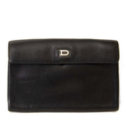 Authentieke tweedehands vintage Delvaux Black Leather Wallet koop online webshop LabelLOV