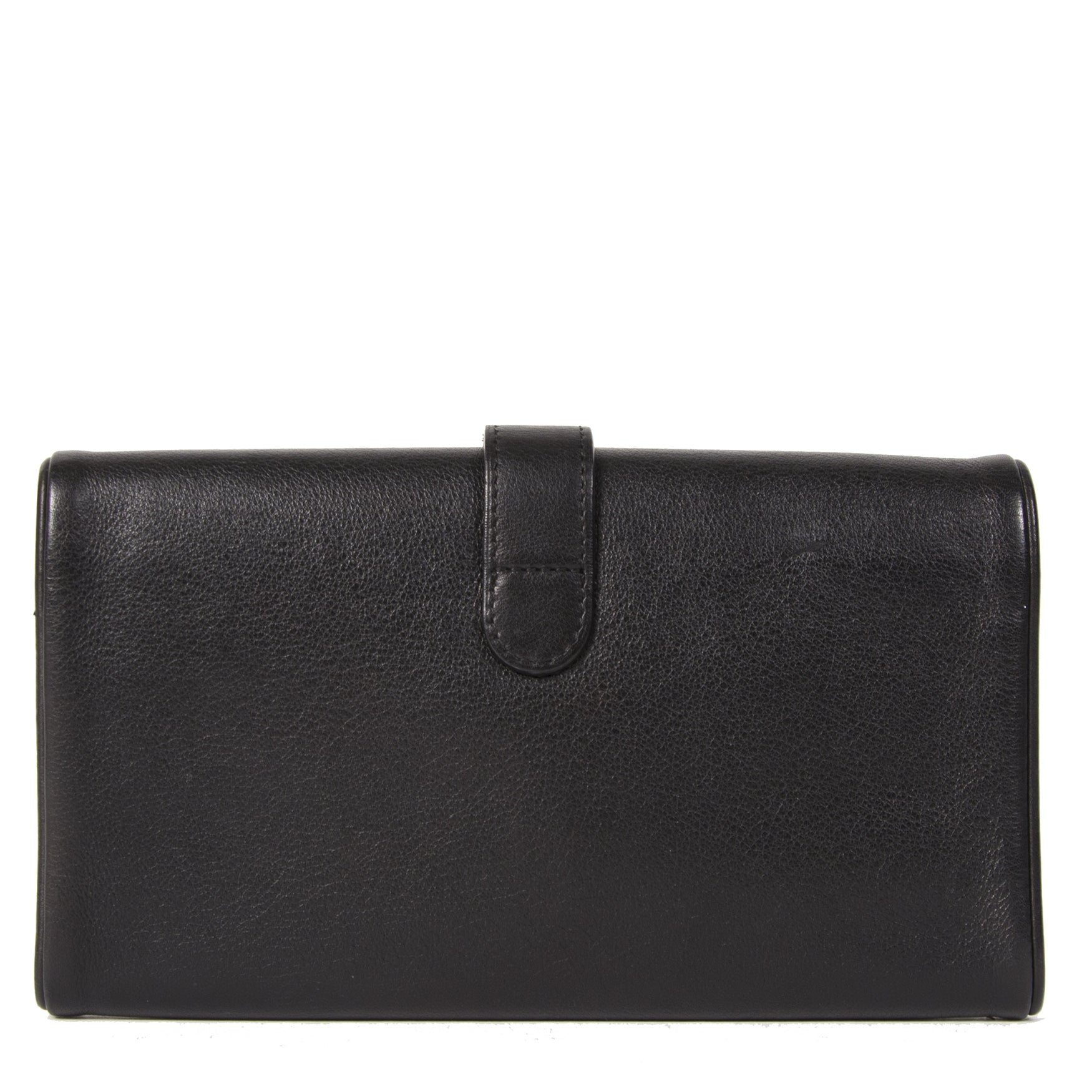 Authentieke tweedehands Delvaux zwarte lederen portemonnee juiste prijs veilig online winkelen LabelLOV webshop luxe merken winkelen Antwerpen België mode fashion