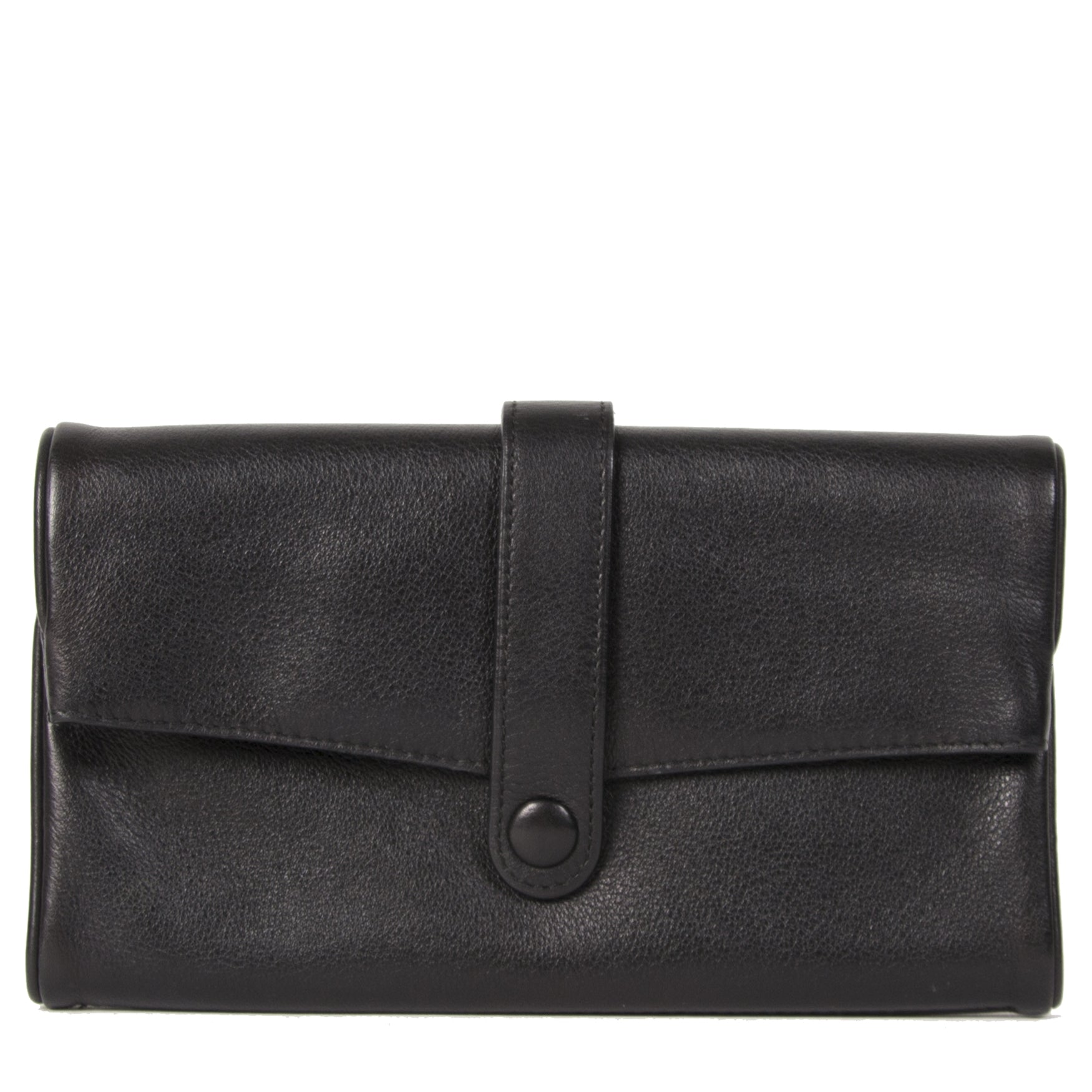 Authentieke tweedehands Delvaux zwarte lederen portemonnee juiste prijs veilig online winkelen LabelLOV webshop luxe merken winkelen Antwerpen België mode fashion