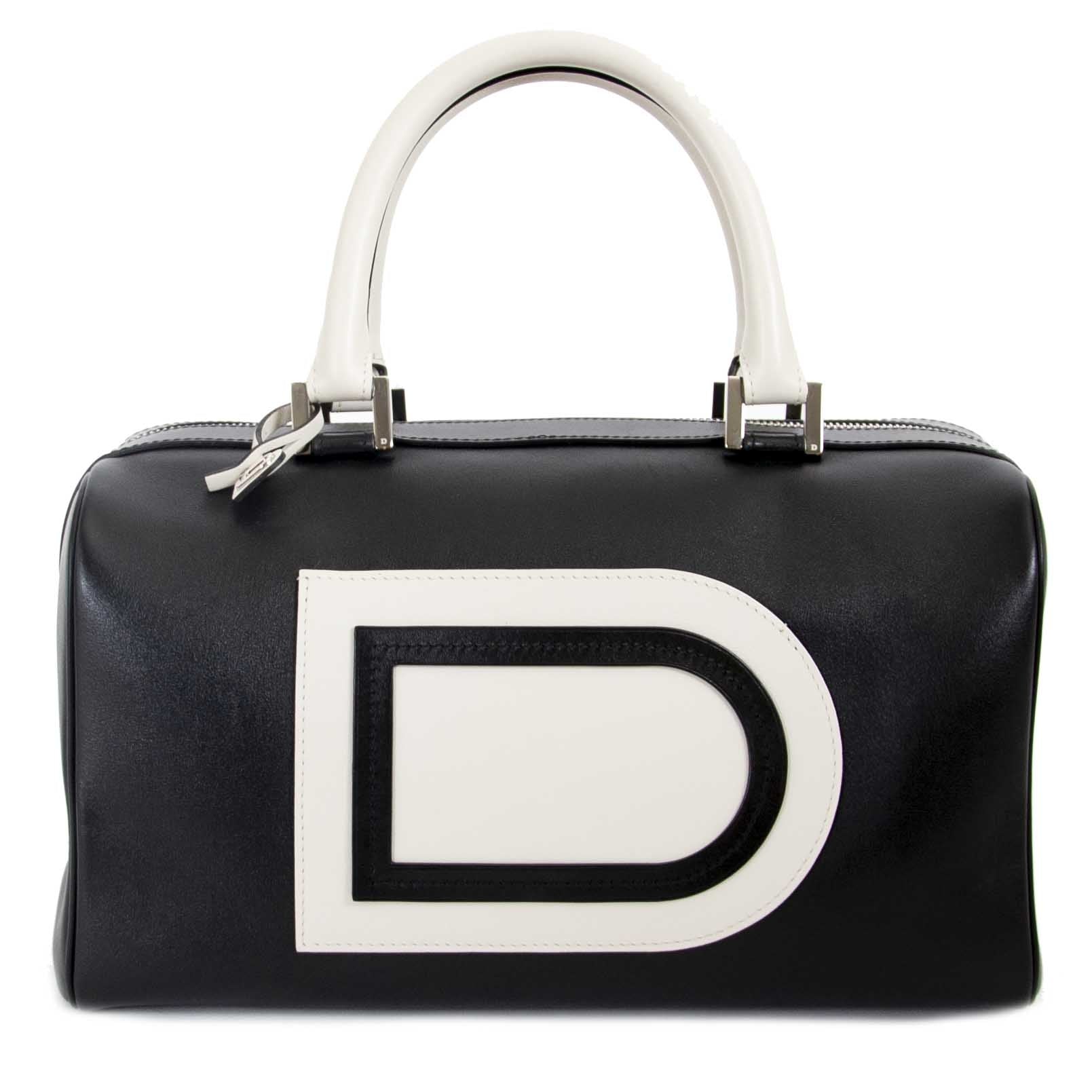 Delvaux Louise Boston Allure Black And White bag now for sale at labellov vintage fashion webshop belgium