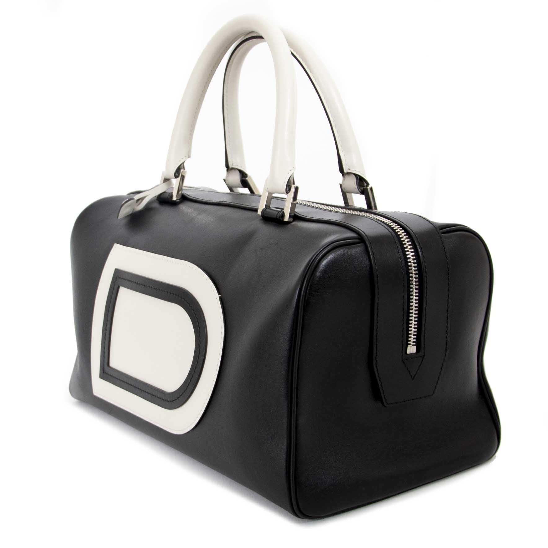 delvaux louise boston allure noir et blanc sac à vendre à labellov vintage webshop de mode belgique