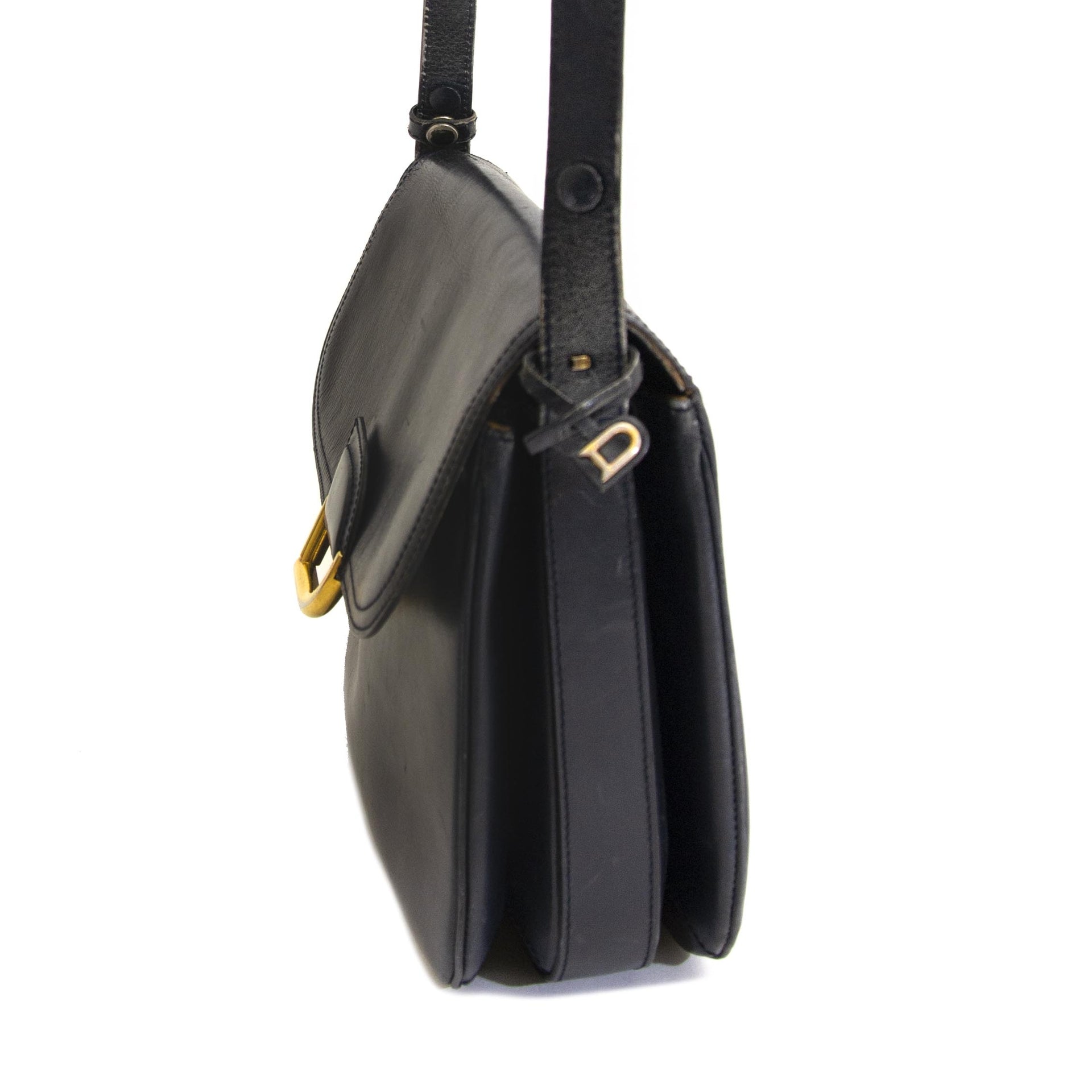 Delvaux donker blauwe schouder tas nu te koop bij labellov vintage mode webshop belgië