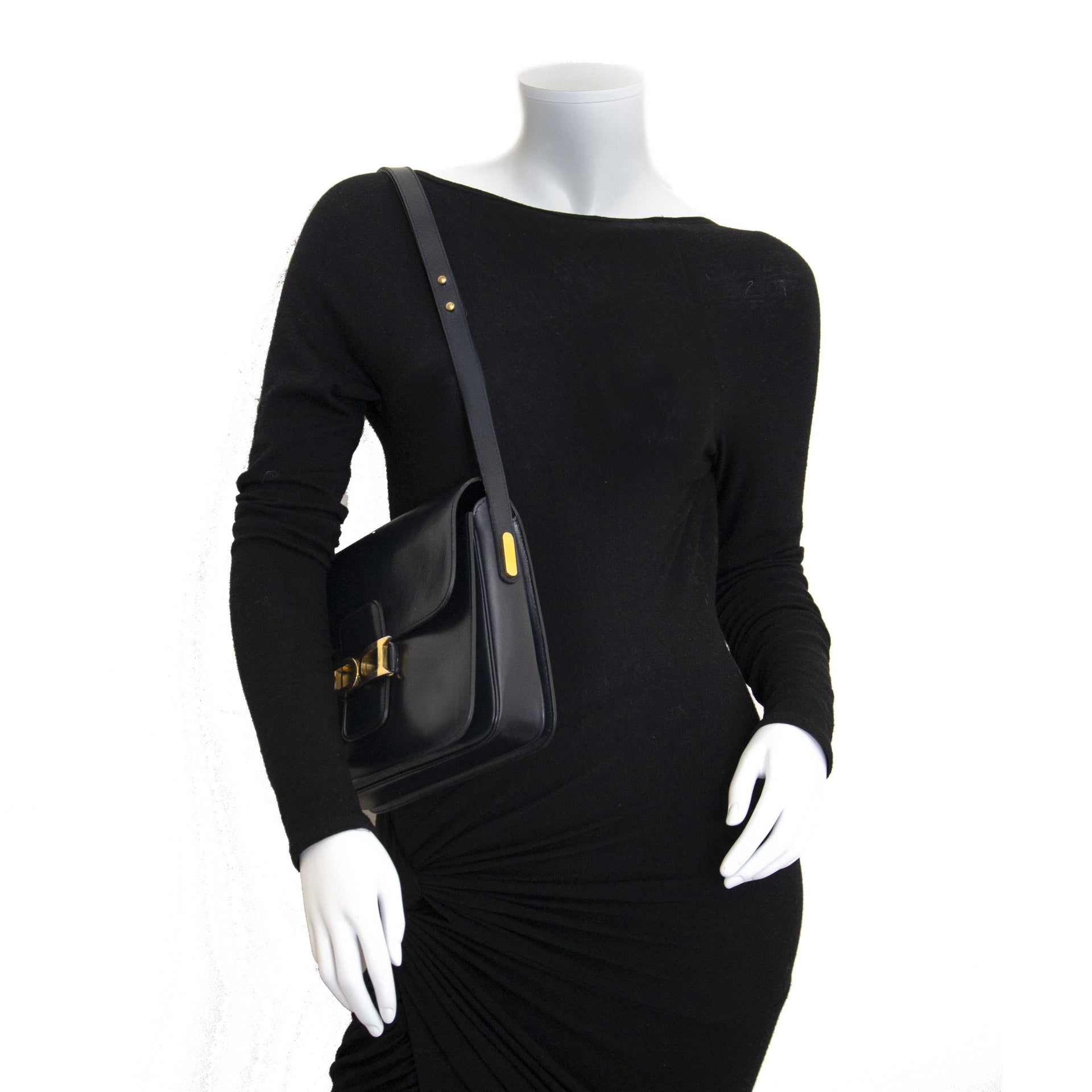Delvaux Black Bourgogne Leather Shoulder Bag now for sale at labellov vintage fashion webshop belgium