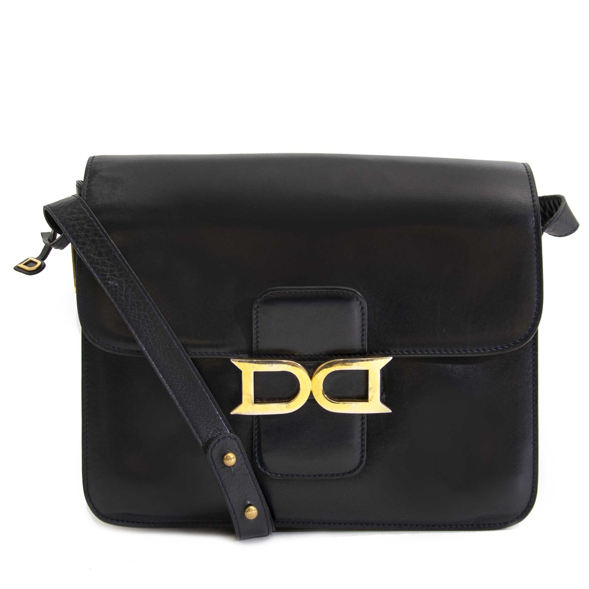 Delvaux Black Bourgogne Leather Shoulder Bag now for sale at labellov vintage fashion webshop belgium