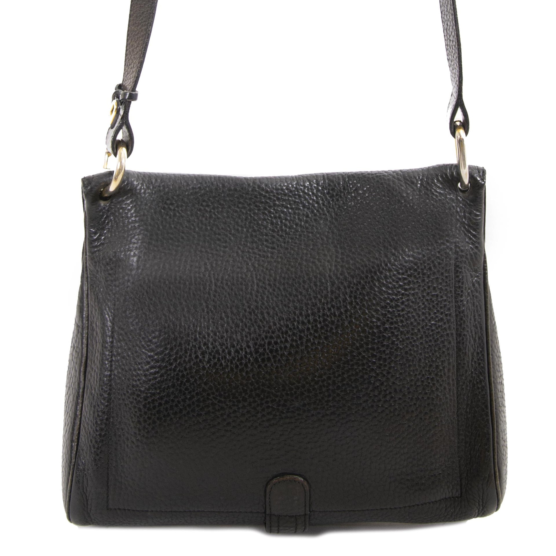 Delvaux zwarte leder fichu schouder tas nu te koop bij labellov vintage mode webshop belgië