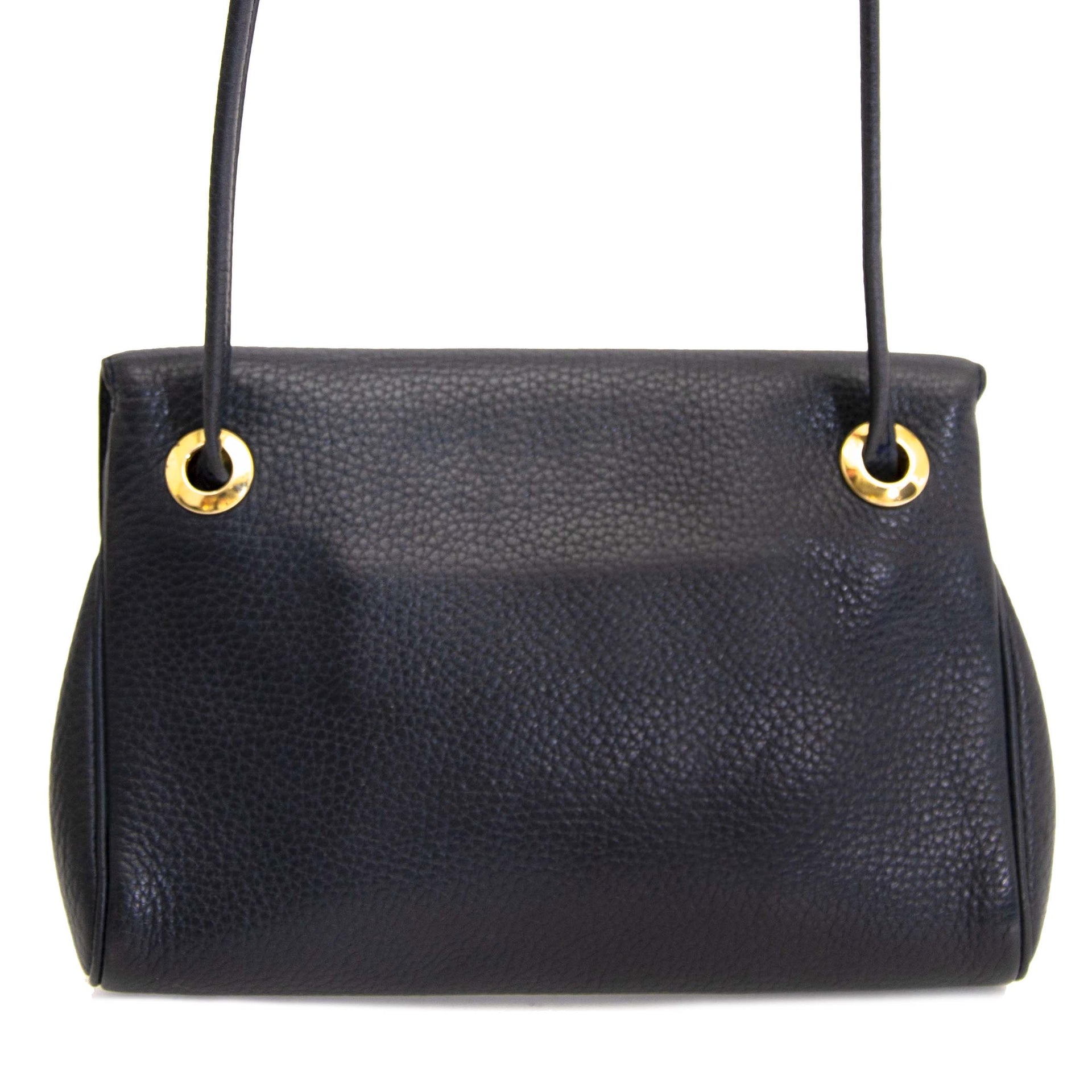 Delvaux Blue Leather Crossbody Bag te koop tweedehands bij Labellov luxe designer vintage