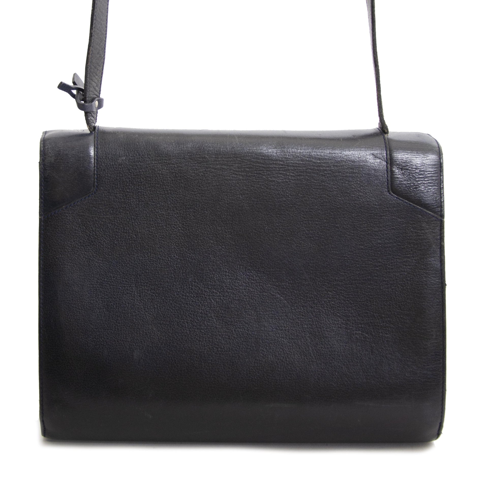Delvaux Dark Blue Shoulder Bag now for sale at labellov vintage fashion webshop belgium