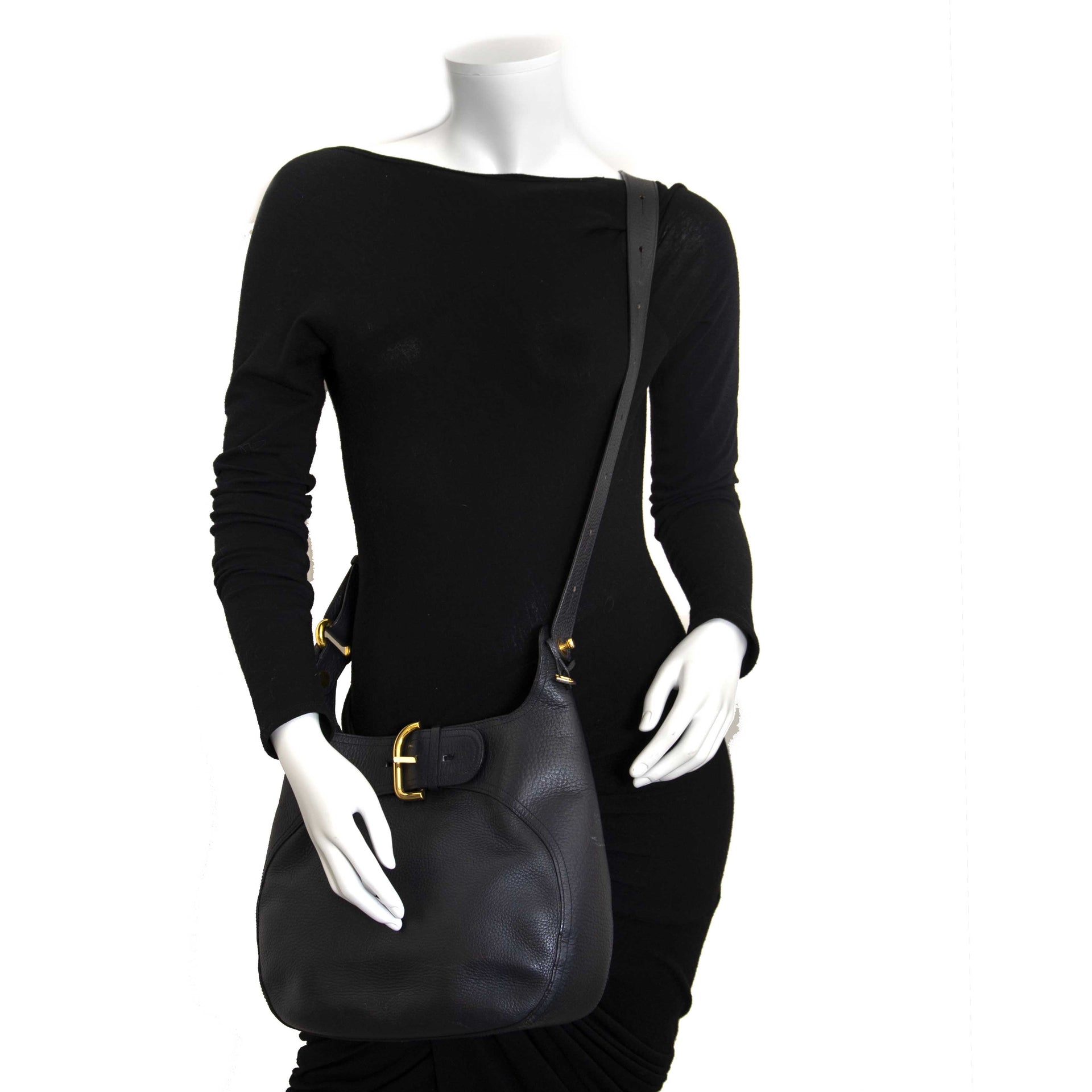 koop veilig online tegen de beste prijs Delvaux Dark Blue Leather Shoulder Bag