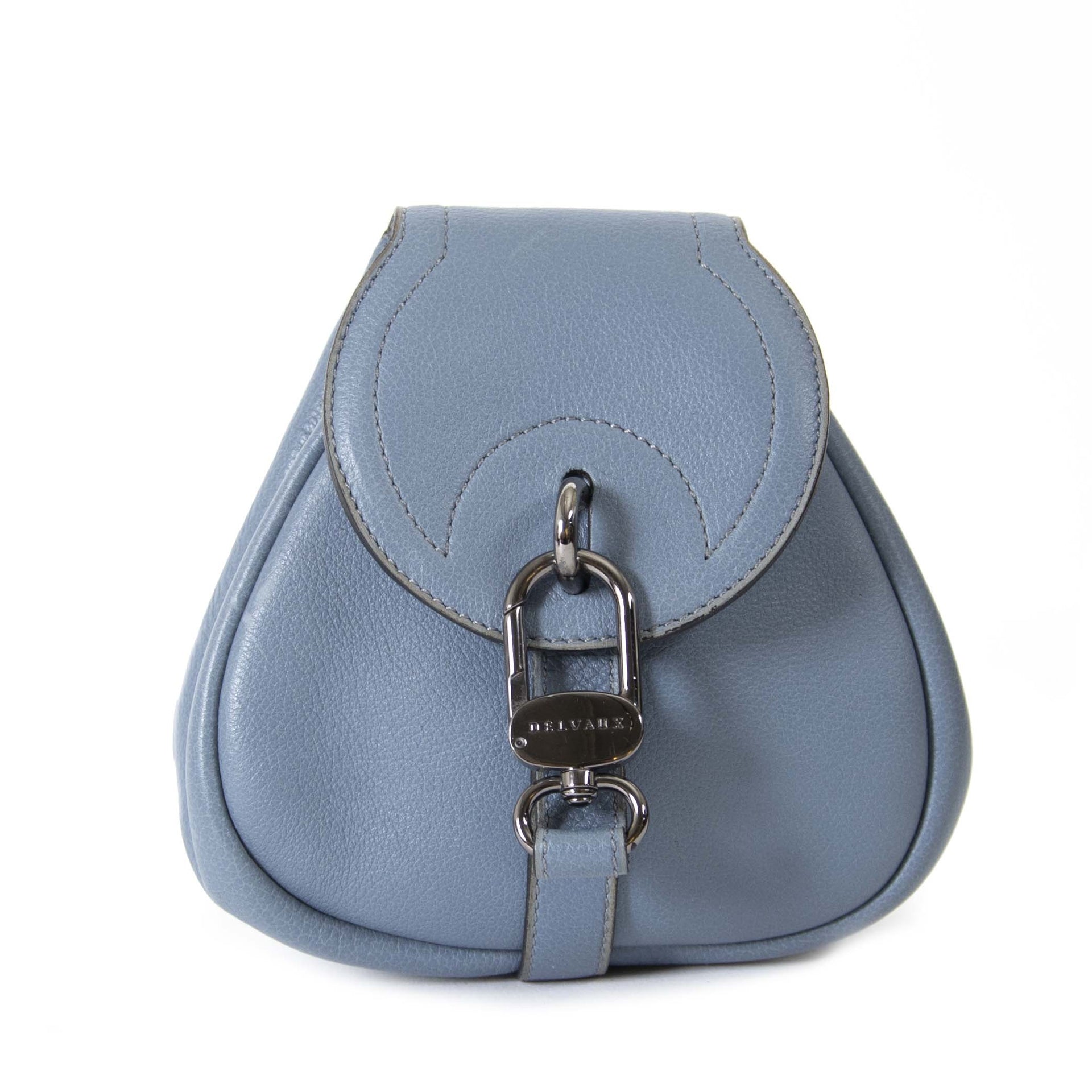 Delvaux Mini Blue Cerceau Crossbody bag now for sale at labellov vintage fashion webshop belgium