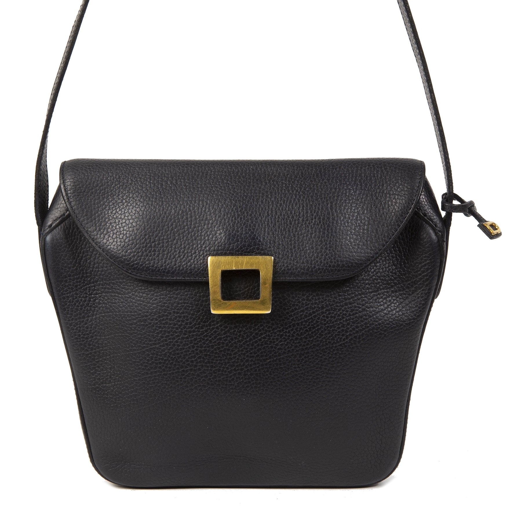 Authentieke Tweedehands Delvaux Dark Blue Leather Crossbody Bag juiste prijs veilig online shoppen luxe merken webshop winkelen Antwerpen België mode fashion