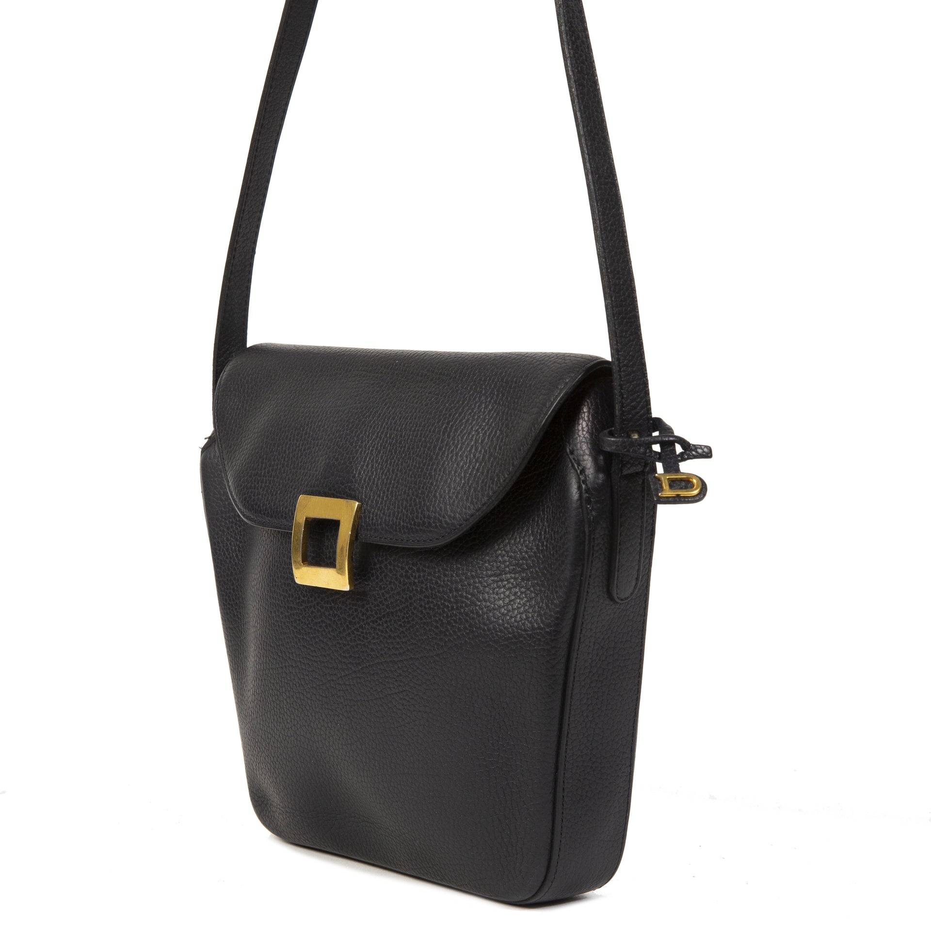 Authentieke Tweedehands Delvaux Dark Blue Leather Crossbody Bag juiste prijs veilig online shoppen luxe merken webshop winkelen Antwerpen België mode fashion