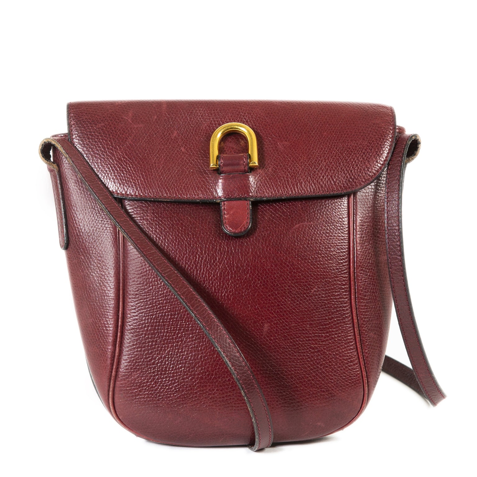 Delvaux Bordeaux Leather Crossbody Bag now for sale at labellov vintage fashion webshop belgium