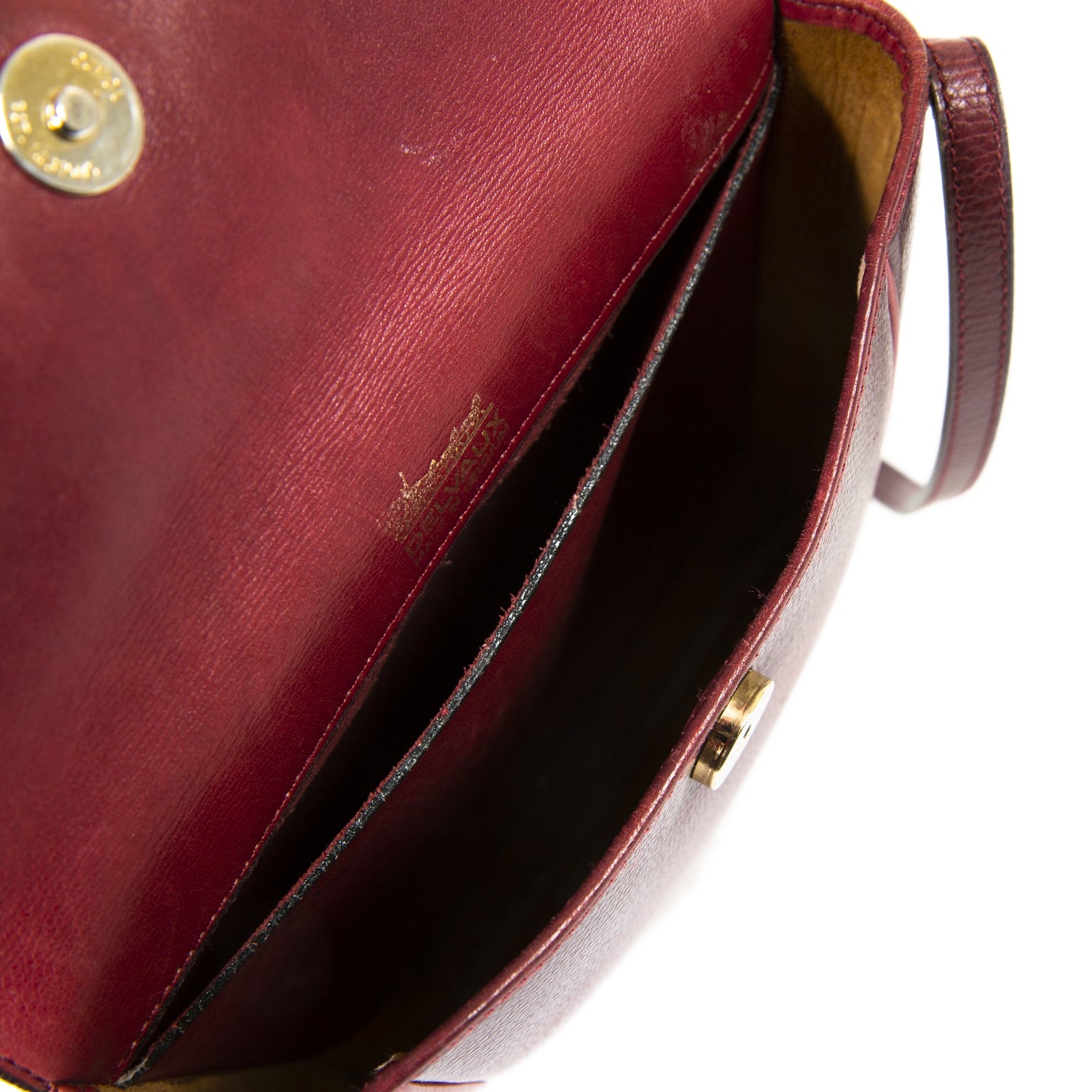 Delvaux Bordeaux Leather Crossbody Bag now for sale at labellov vintage fashion webshop belgium