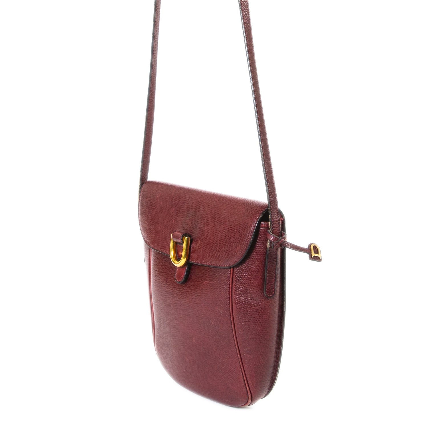 Delvaux Bordeaux Leather Crossbody Bag now for sale at labellov vintage fashion webshop belgium