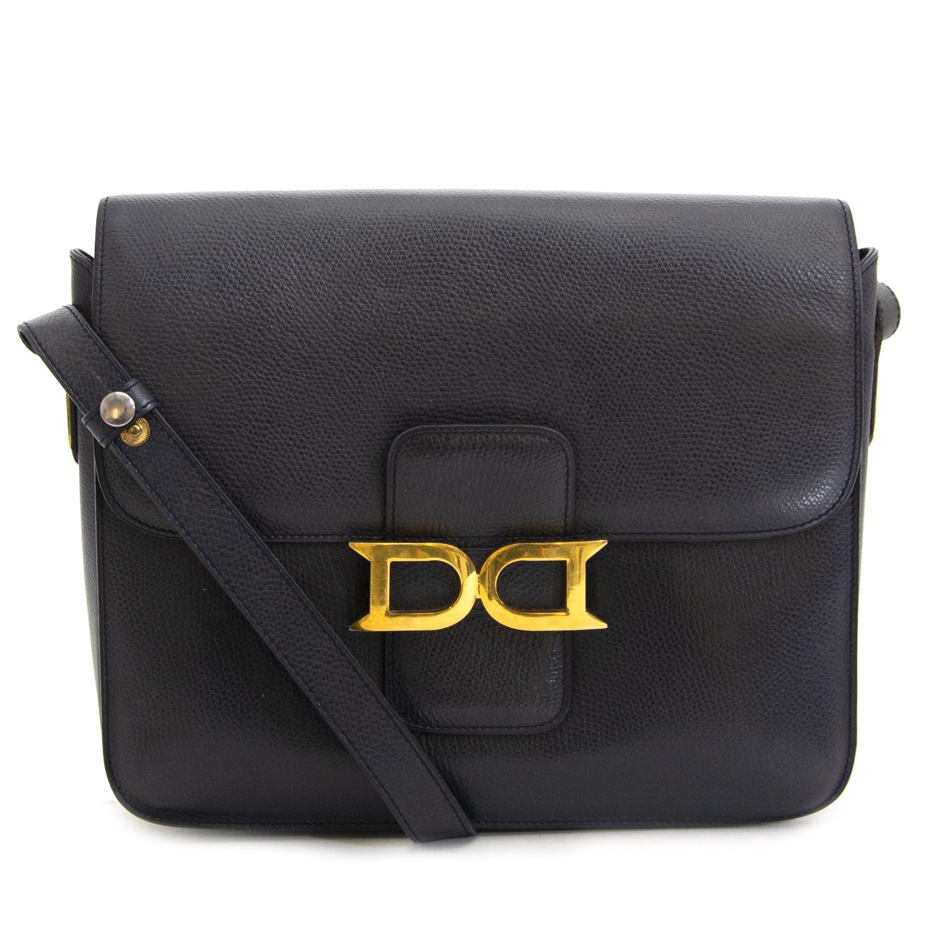 Delvaux Dark Blue Bourgogne Shoulder Bag now for sale at labellov vintage fashion webshop belgium