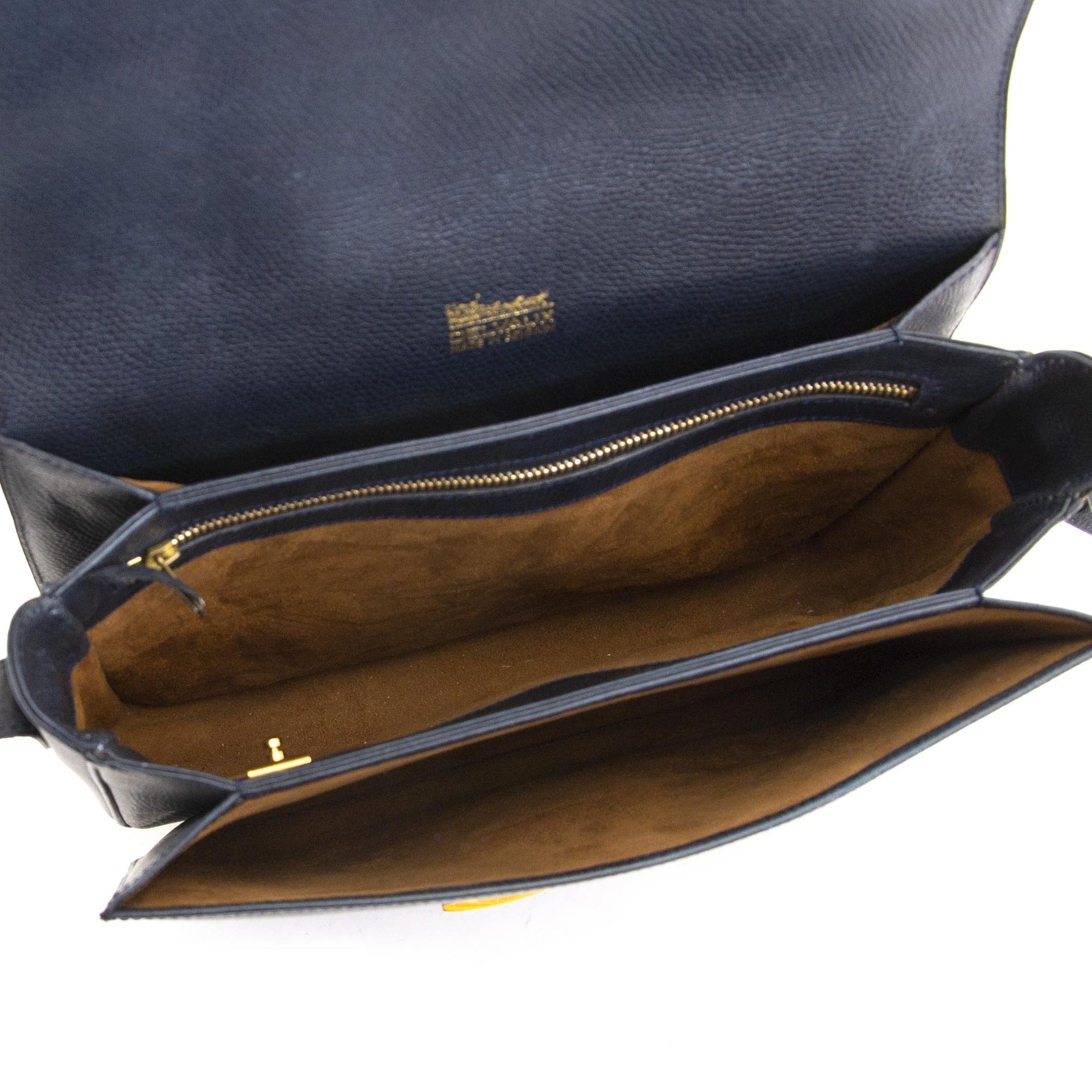 Delvaux Dark Blue Bourgogne Shoulder Bag now for sale at labellov vintage fashion webshop belgium