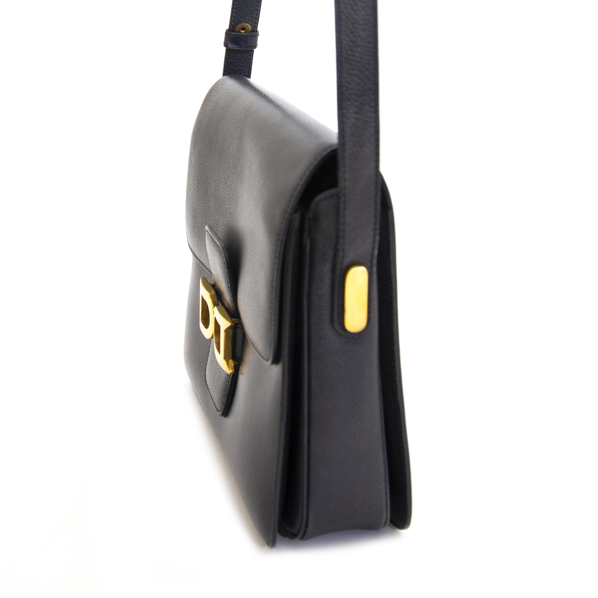 Delvaux Dark Blue Bourgogne Shoulder Bag now for sale at labellov vintage fashion webshop belgium