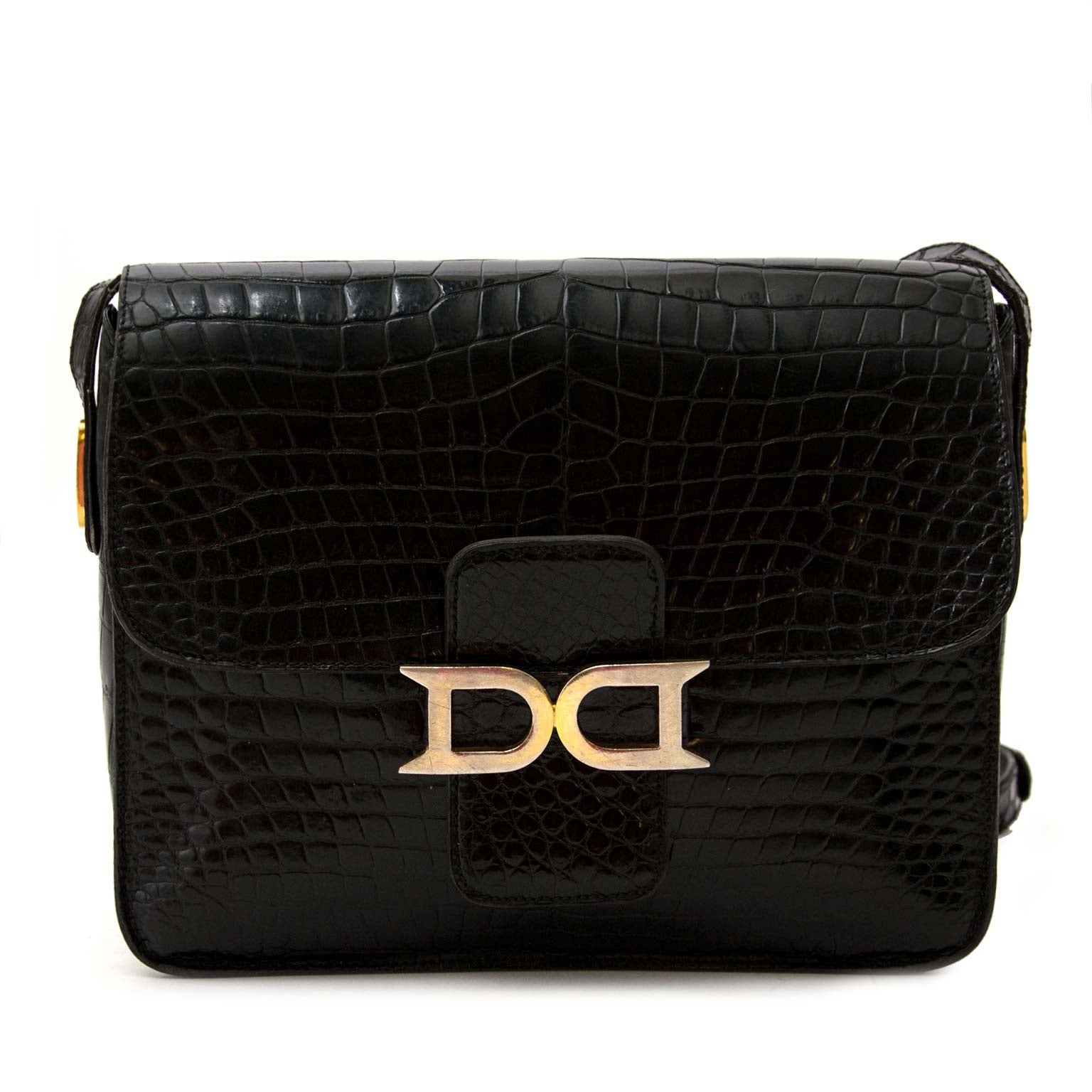 Buy authentic Delvaux Crocodile Bourgogne bag at Labellov vintage fashion webshop