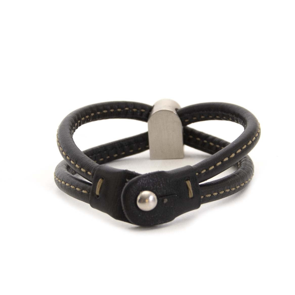Delvaux D Leather Bracelet now for sale at labellov vintage fashion webshop belgium