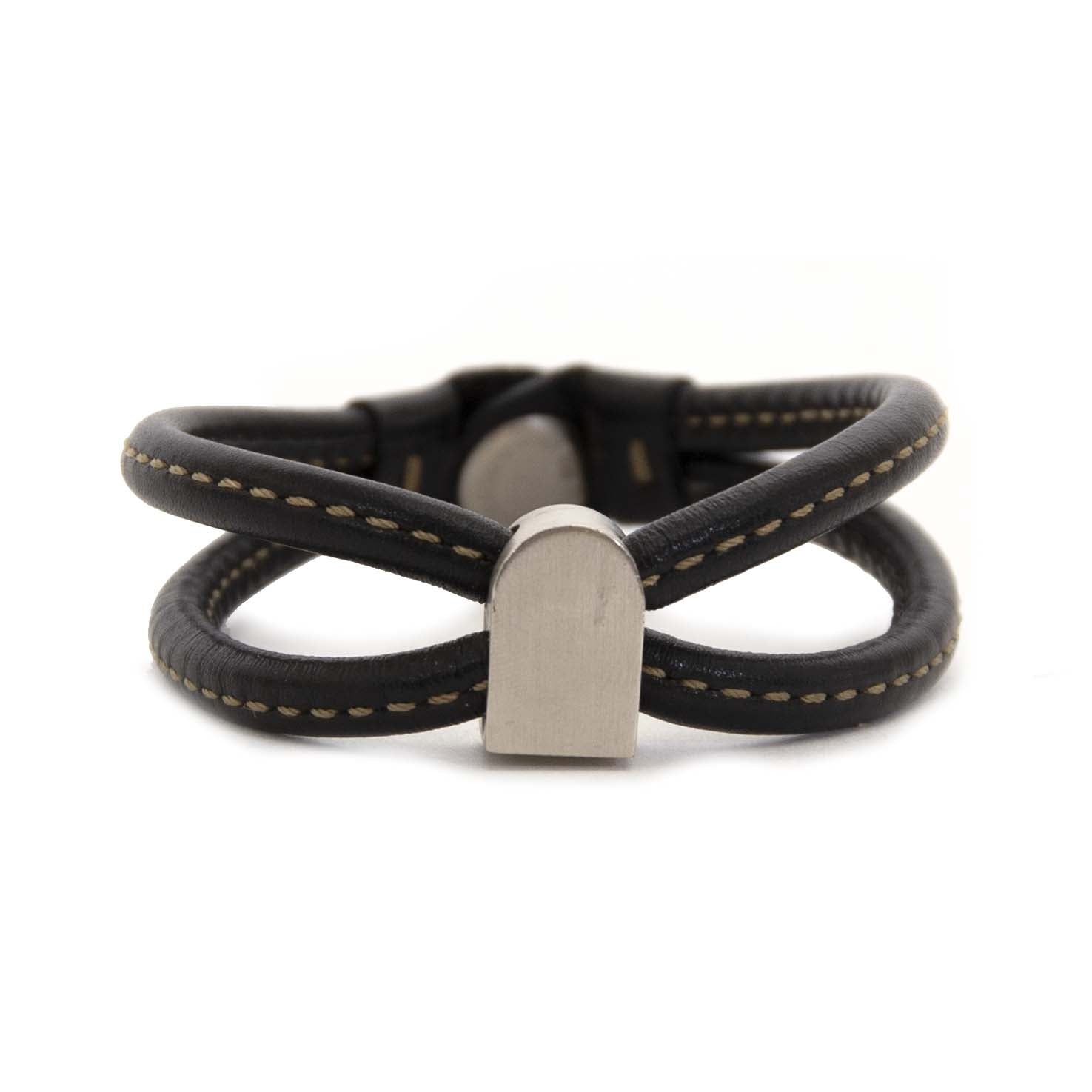 Delvaux D Leather Bracelet now for sale at labellov vintage fashion webshop belgium