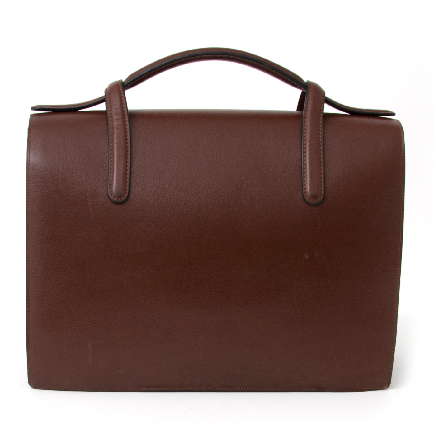 shop safe online worldwide shipping real rea luxury vintage Delvaux Brown Briefcase