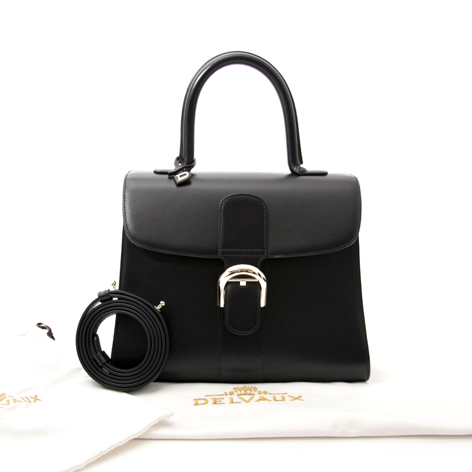 koop veilig online aan de beste prijs nieuwe zwarte Delvaux Brillant MM PHW + STRAP
