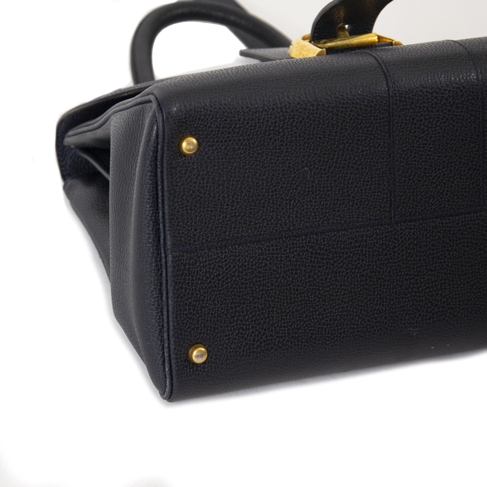 koop online jou tweedehands Delvaux Navy Blue Brillant MM GHW