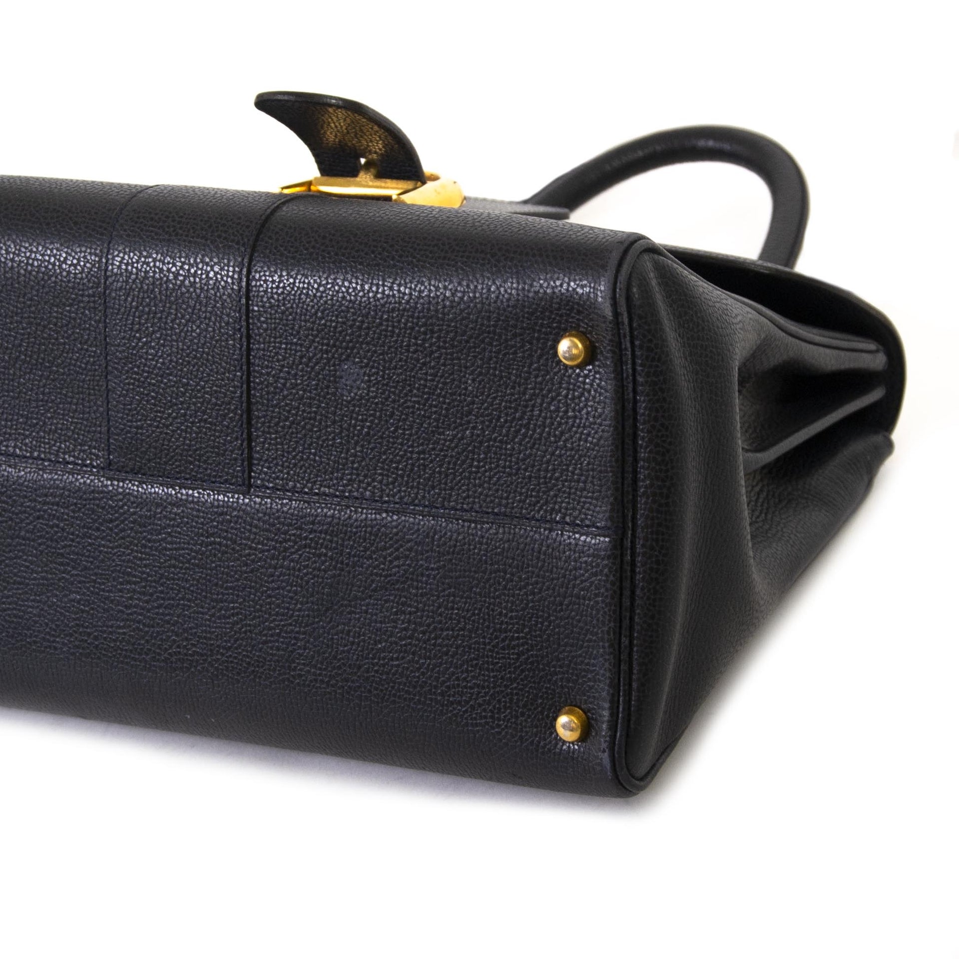 acheter enligne pour le meilleur prix Delvaux Navy Blue Brillant MM GHW