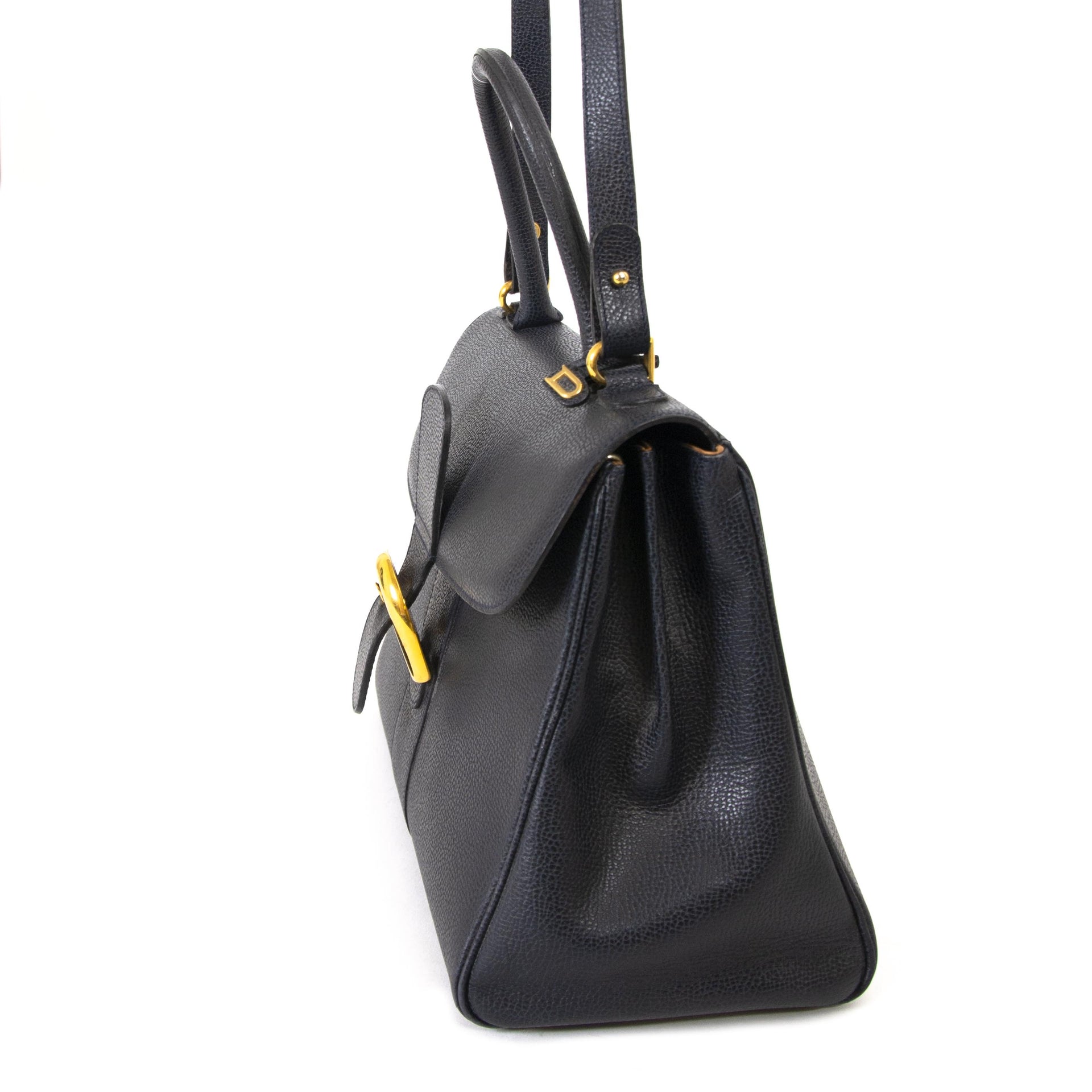 secondhand Delvaux Navy Blue Brillant MM GHW