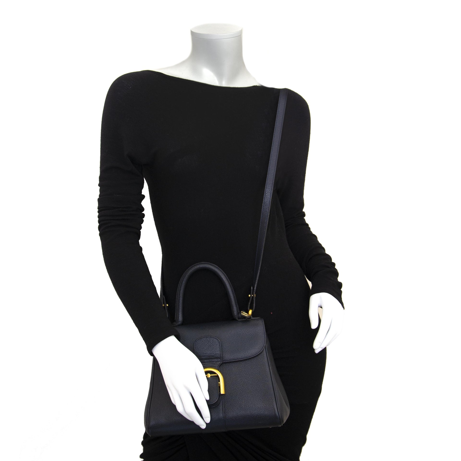 acheter en ligne Delvaux Dark Blue Brillant PM + Strap