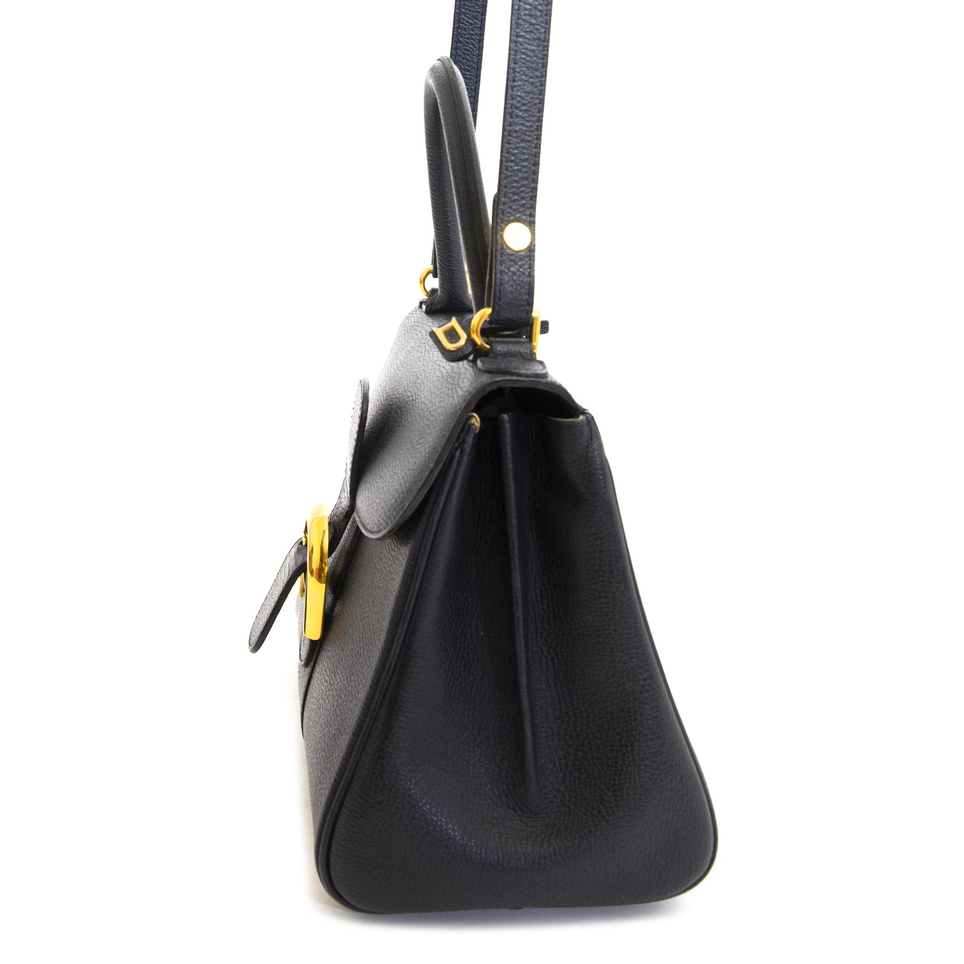 koop veilig online tegen de beste prijs Delvaux Dark Blue Brillant PM + Strap