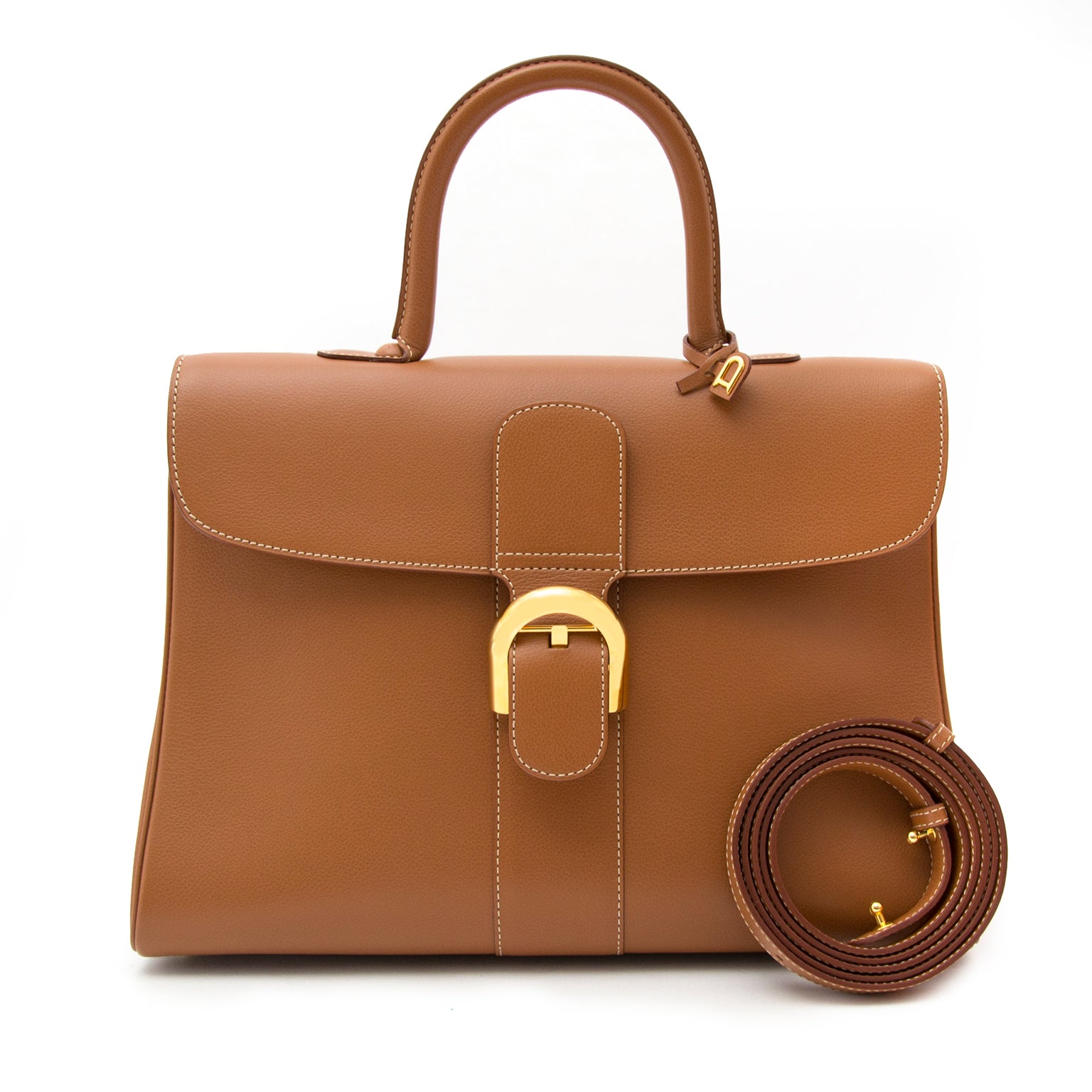 Delvaux Brillant MM Fauve + Strap for sale online at Labellov
