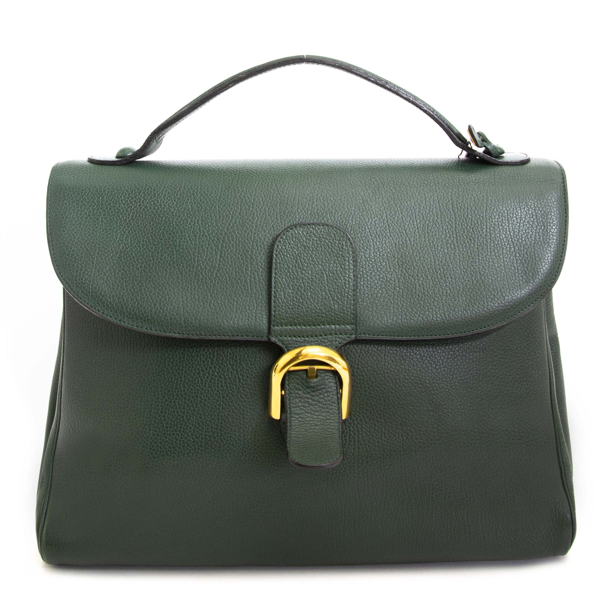 Buy Delvaux Belgian briefcase in forest green with gold clasp for the best price, safe and easy