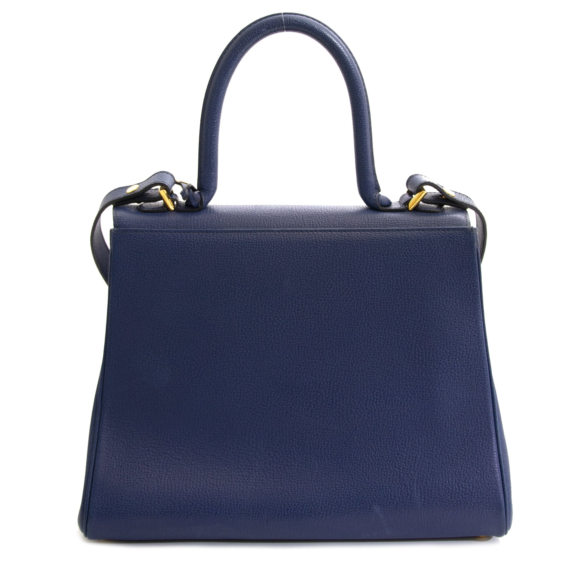 Authentic second hand Delvaux Brilliant MM Navy Blue buy online webshop LabelLOV