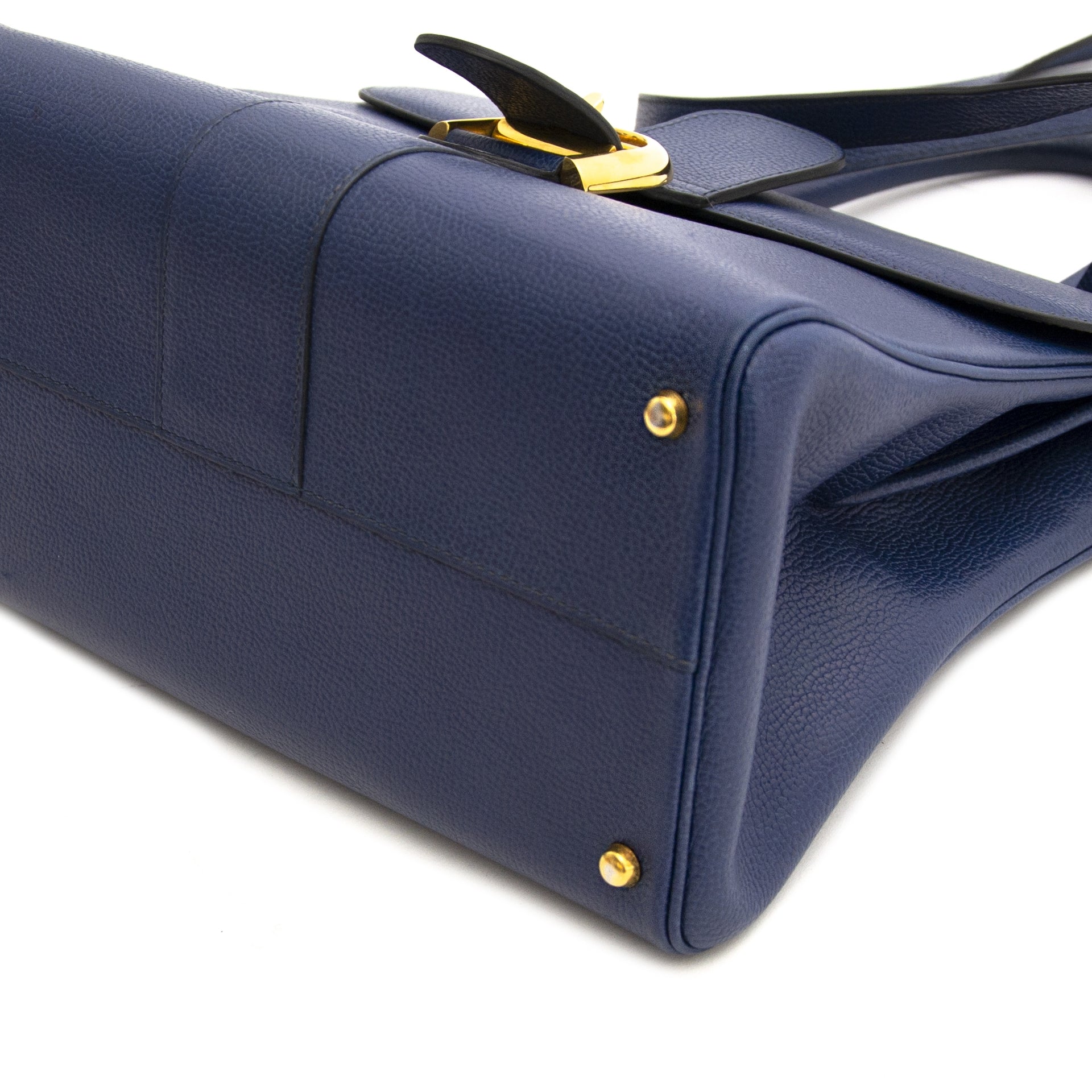 Authentic second hand Delvaux Brilliant MM Navy Blue buy online webshop LabelLOV