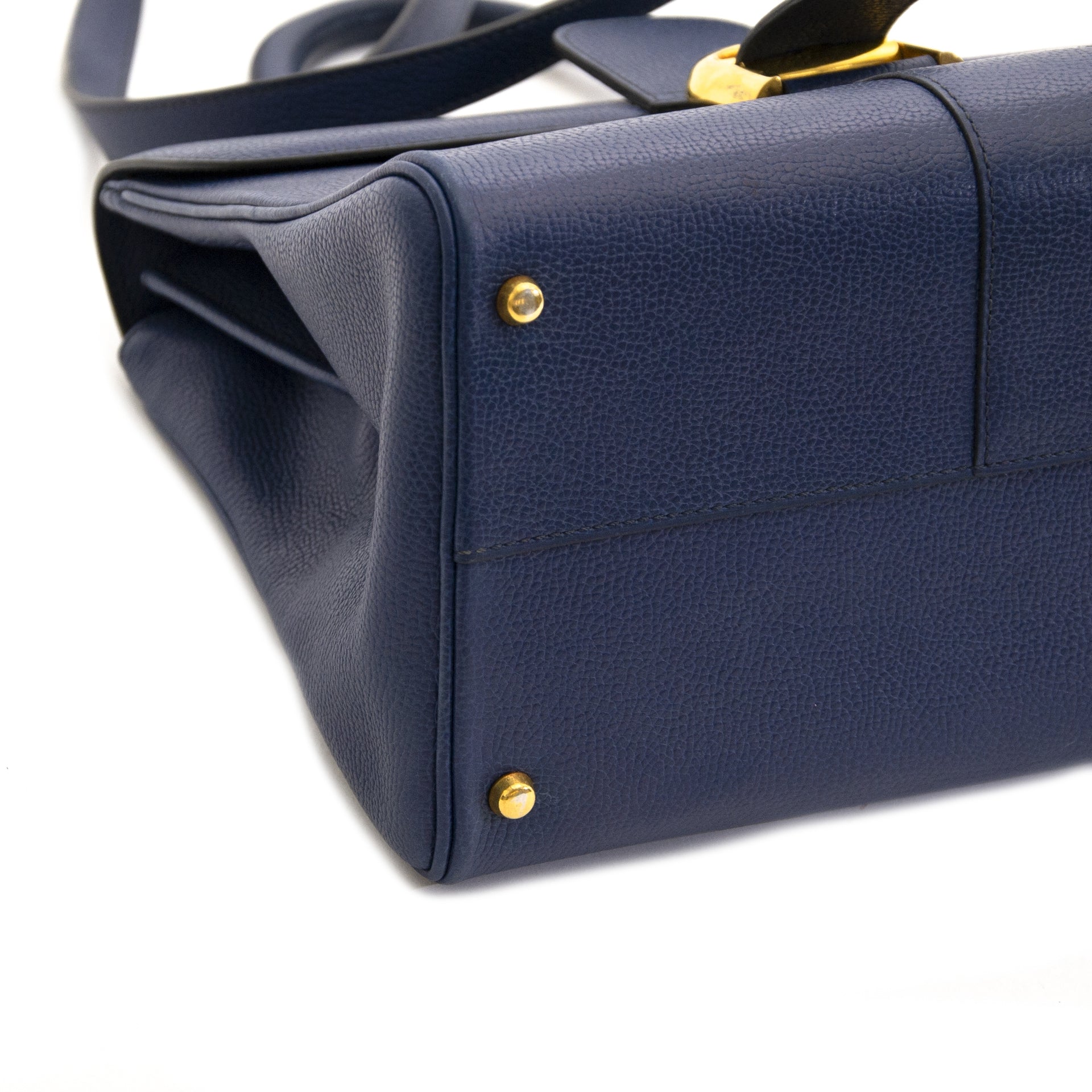 Authentic second hand Delvaux Brilliant MM Navy Blue buy online webshop LabelLOV